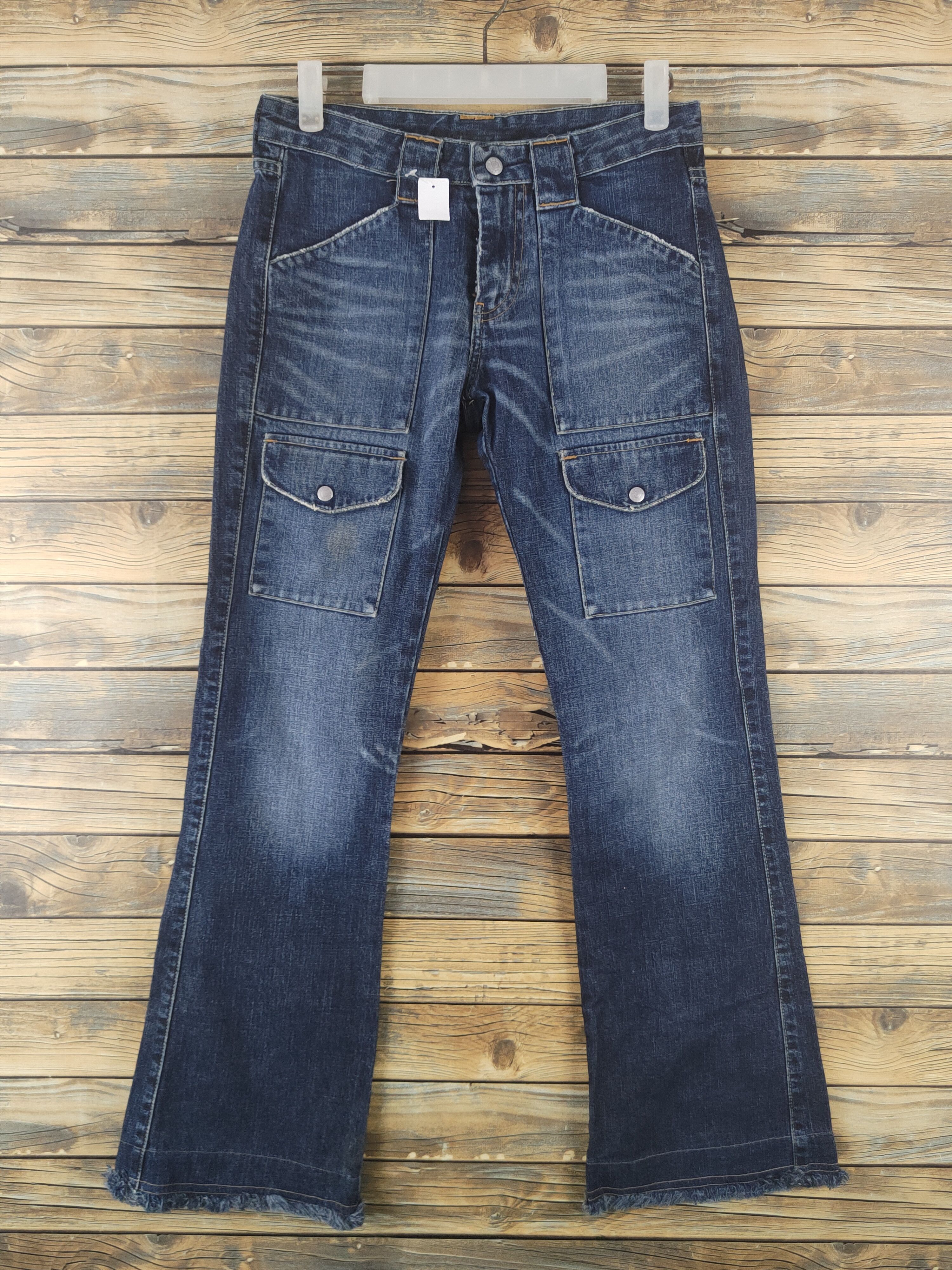 Japanese Brand DL Tanker Zip Blue Distressed Ripped Jeans #1916 Size 26" / US 2 / IT 38 - 1 Thumbnail
