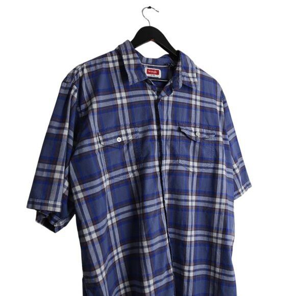 Wrangler Wrangler Men’s Blue Plaid Short-Sleeve Button-Down Shirt Size US XXL / EU 58 / 5 - 2 Thumbnail