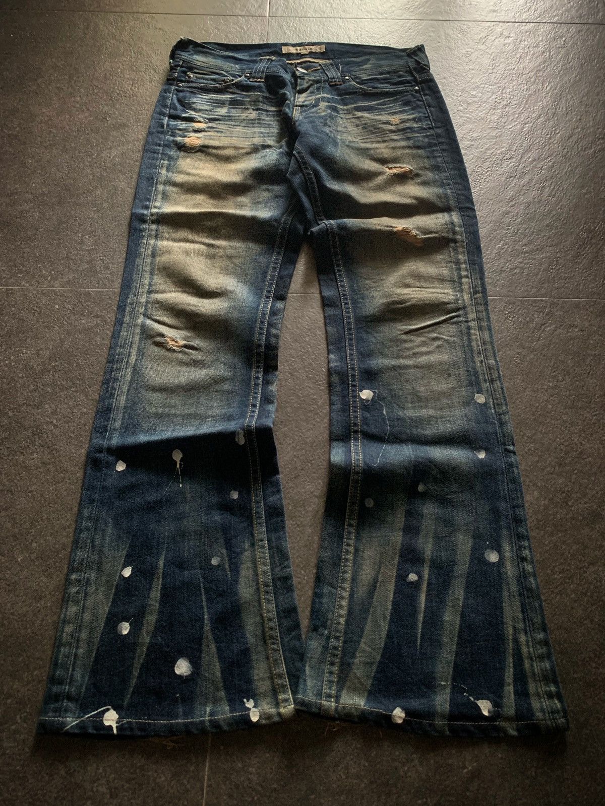If Six Was Nine Varosh Mud Wash Studded Swarovski Flared Denim Size US 32 / EU 48 - 1 Thumbnail