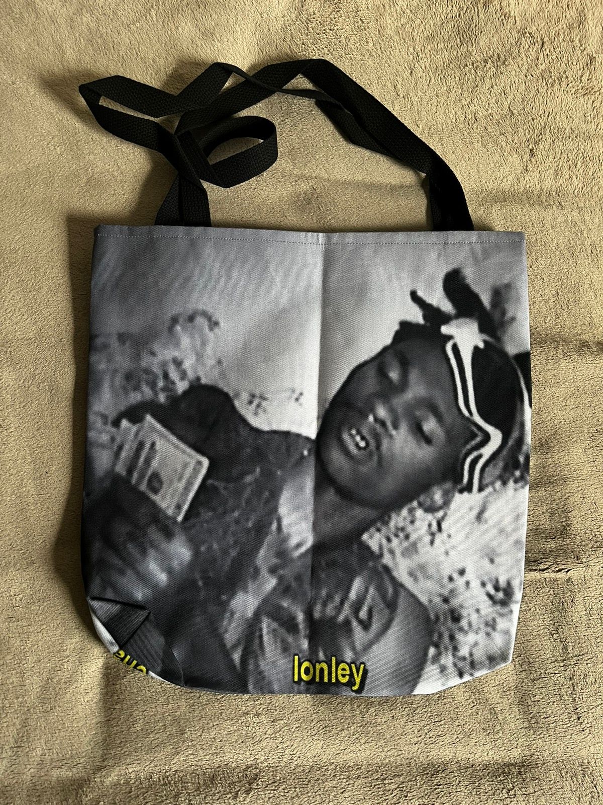 Pre-owned Goth&money X Sad Boys Goth Money Records By My Lonely Tote Bag In Black