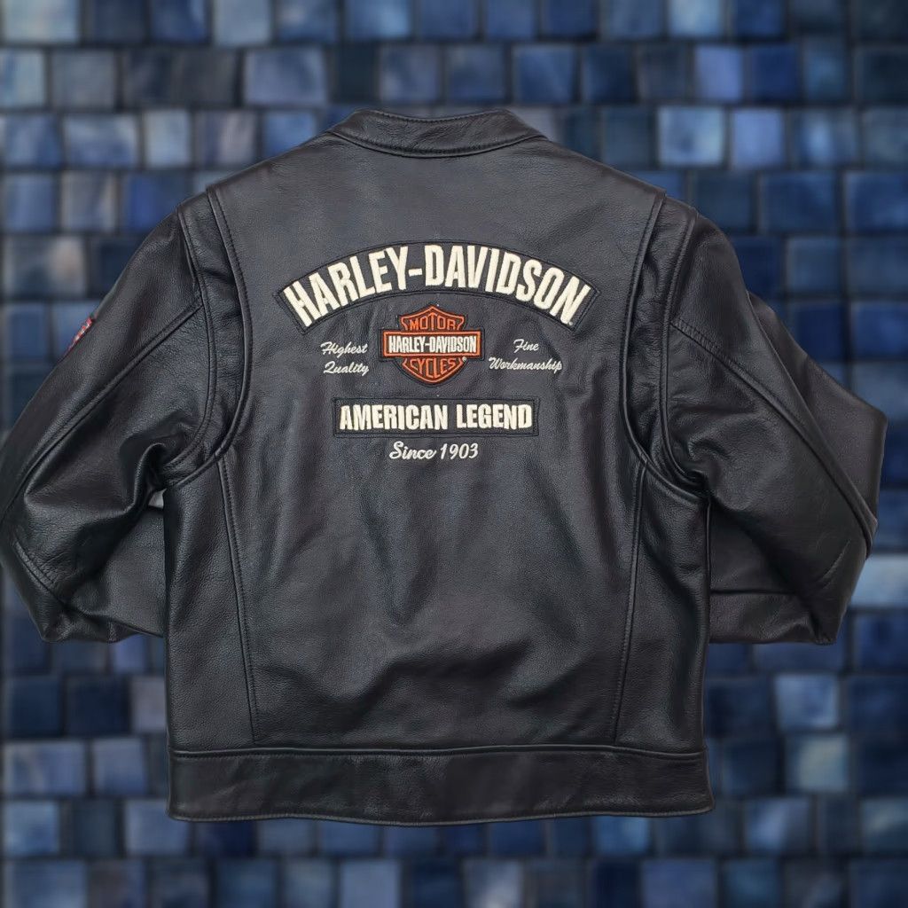 VINTAGE Harley Davidson Women's Leather Jacket Medium Black Biker