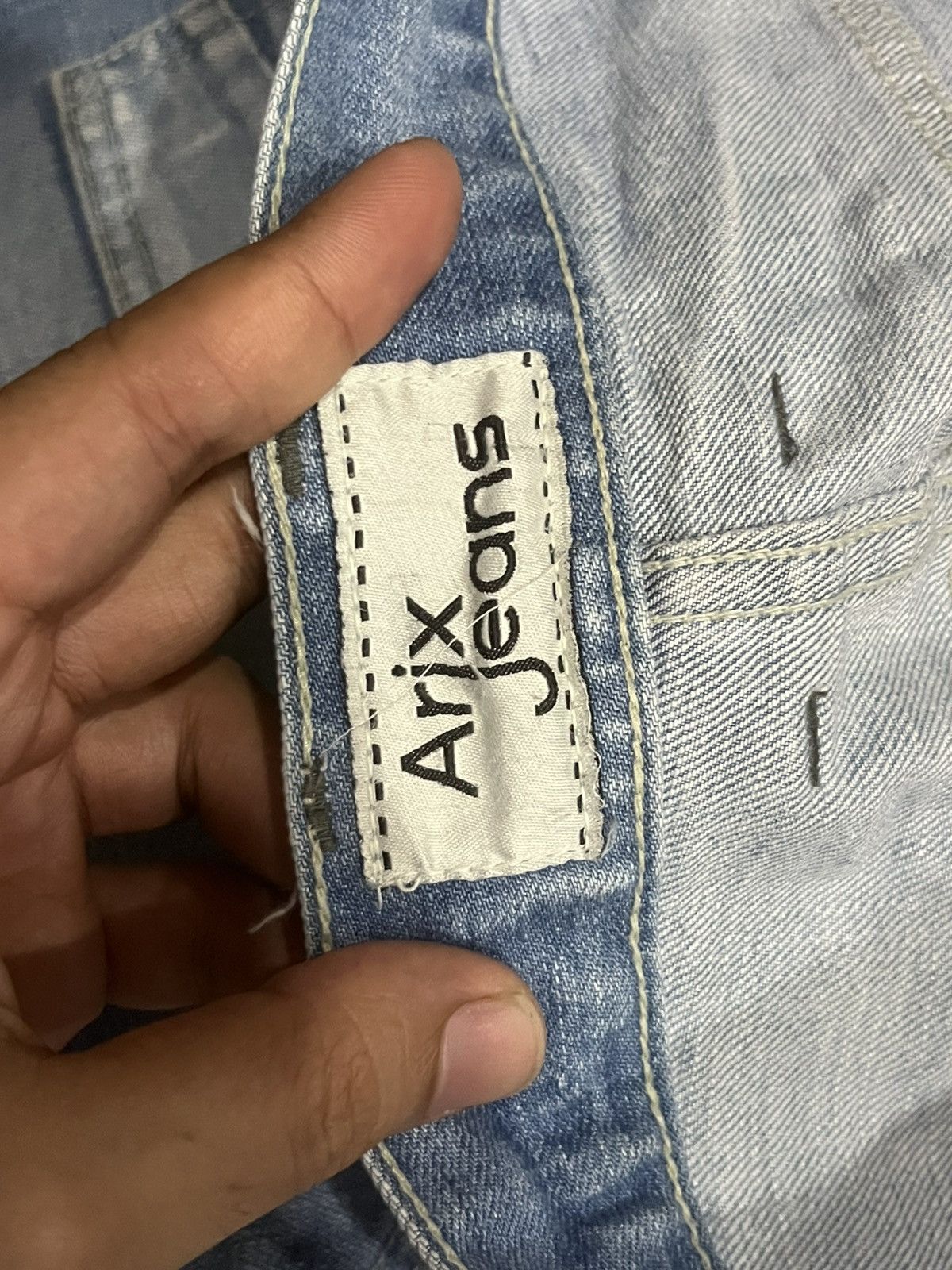 Japanese Brand Vintage Arix Jeans Blue Wash Sashiko Stitching Striaght Jean Size US 34 / EU 50 - 16 Thumbnail