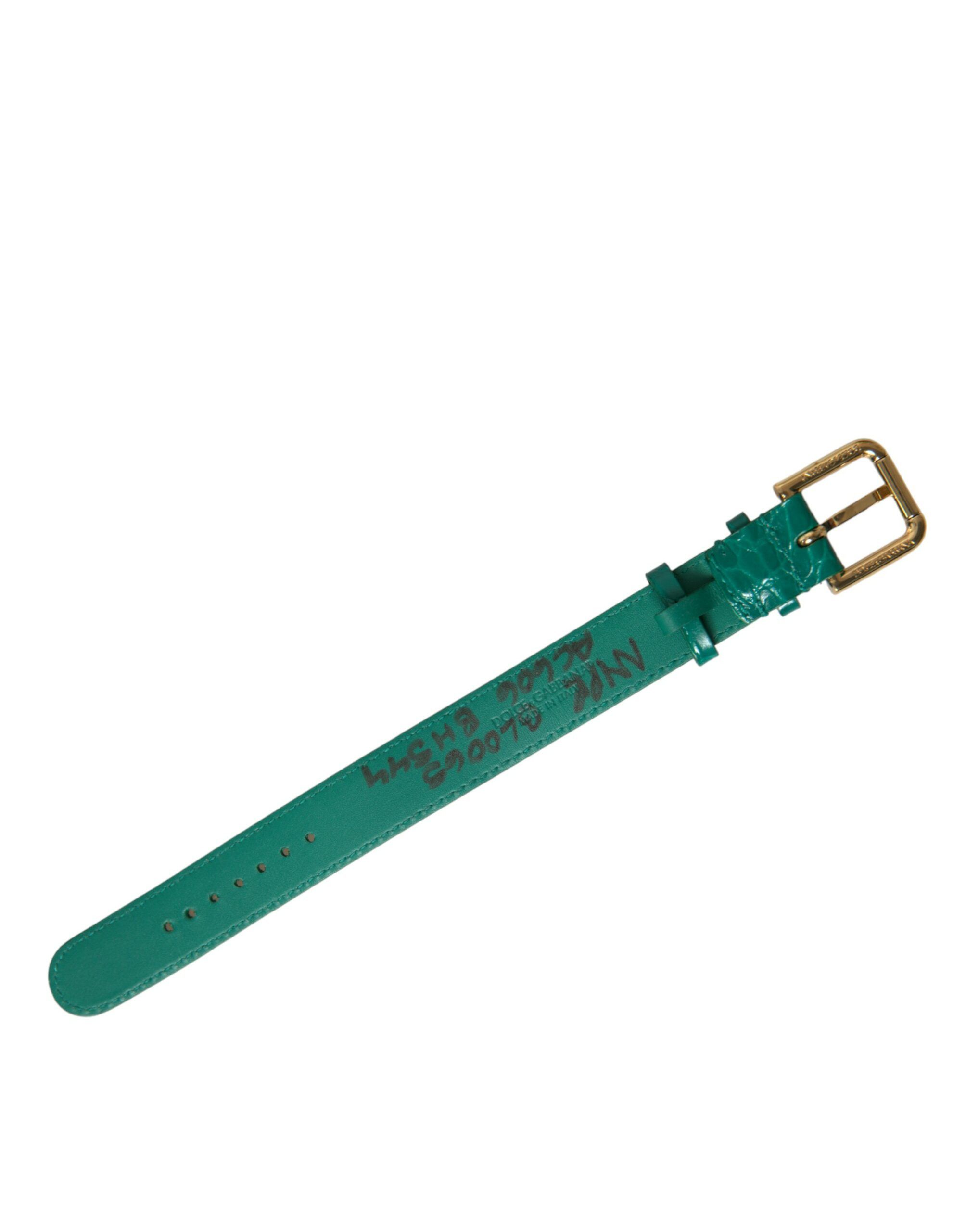 Dolce & Gabbana Elegant Green Leather Neck Women's Band Size ONE SIZE - 1 Thumbnail