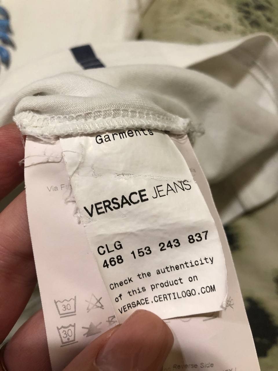Versace Jeans Couture Versace Jeans White Logo Rubber Print Cotton T-Shirt Size US L / EU 52-54 / 3 - 3 Thumbnail