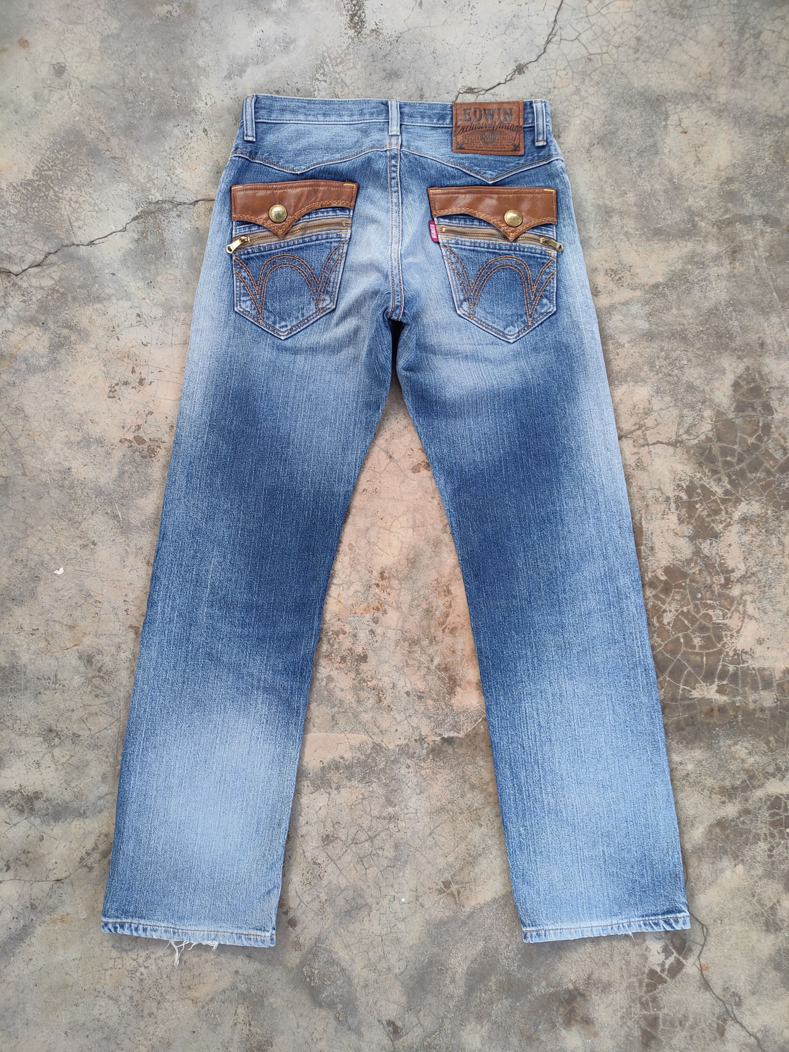 Edwin W33×33 VINTAGE EDWIN FADED DISTRESSED DENIM JEAN PANTS Size US 33 - 1 Thumbnail