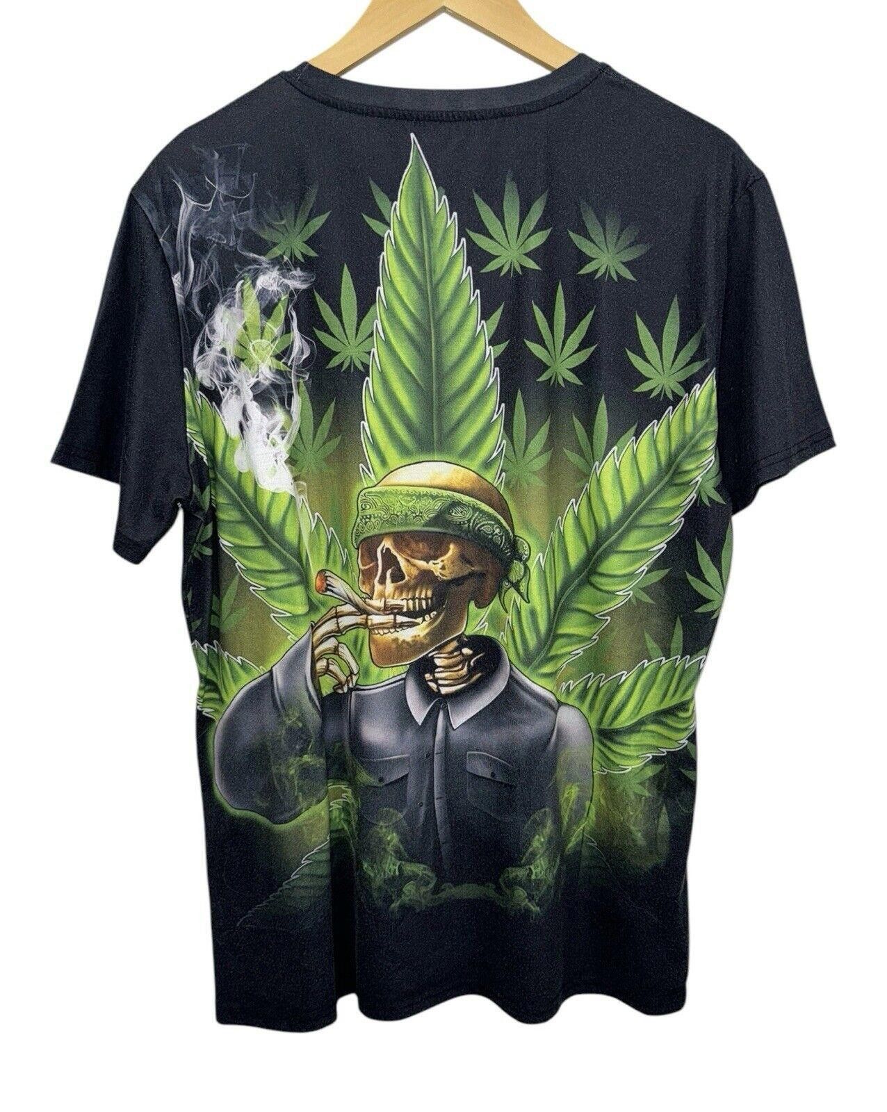 Designer Vintage Y2K Marijuana Stoner Biker Skull AOP 420 Shirt XL Size US XL / EU 56 / 4 - 4 Thumbnail