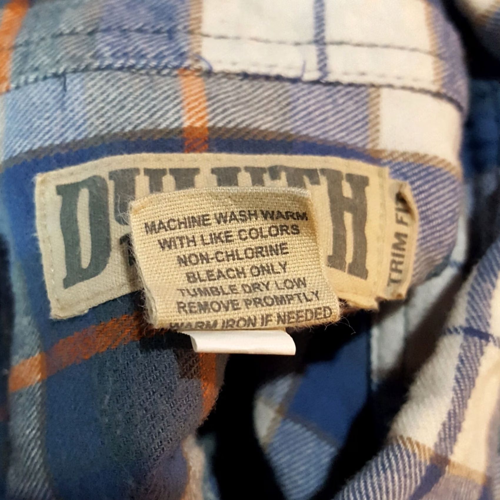 CO VINTAGE Duluth Trading Co Blue Plaid Flannel Mens XL Button-Up Shirt Collar Size US XL / EU 56 / 4 - 7 Thumbnail