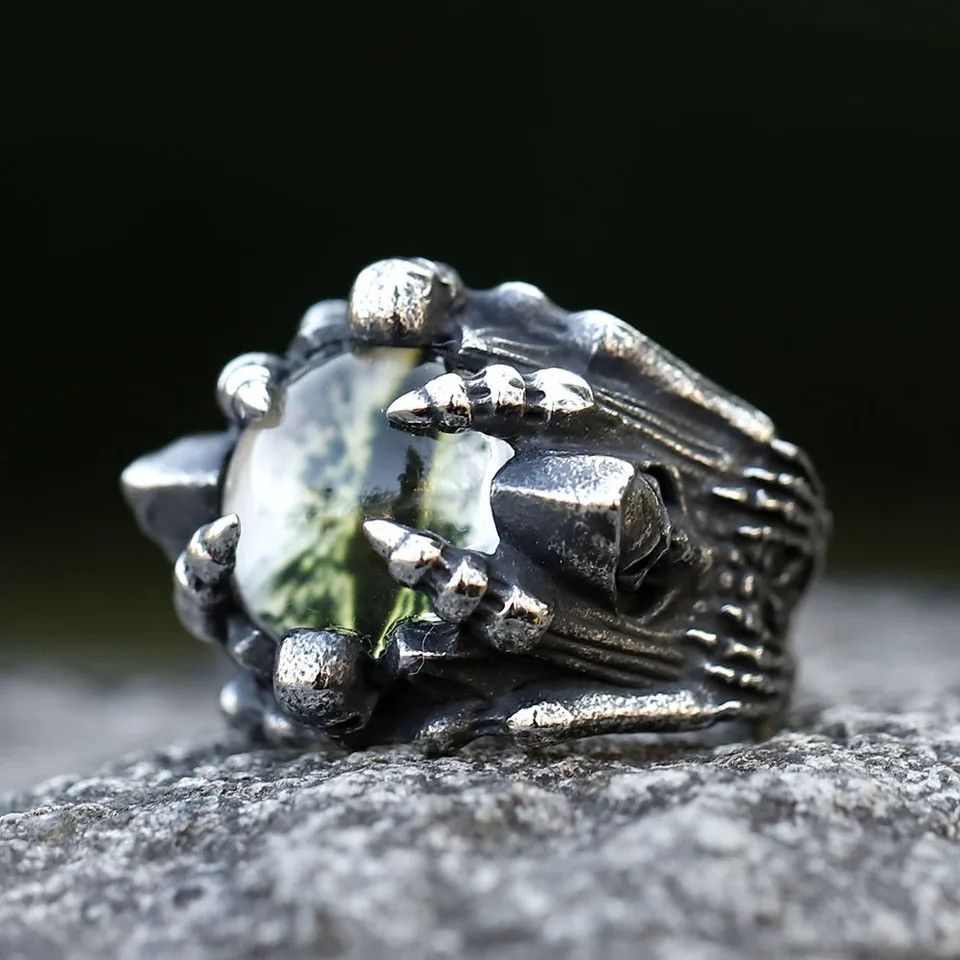 Jewelry × Vintage Vintage Green Evil Eyes Ring Size ONE SIZE - 1 Thumbnail