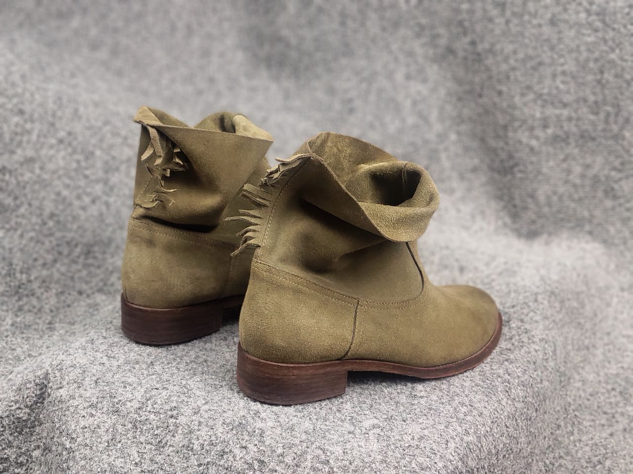 Vintage Via Roma 15 Designer leather shoes green Flat Ankle Boots Size US 11 / IT 41 - 14 Thumbnail
