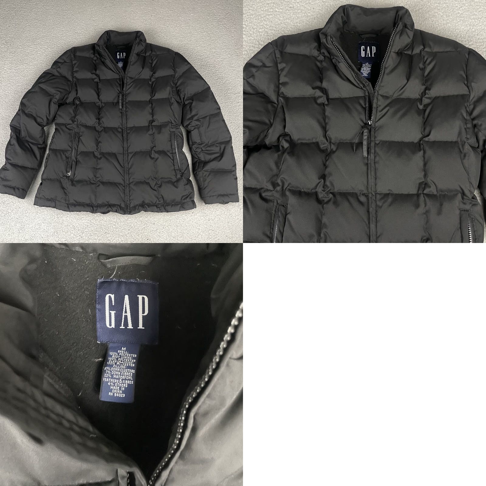 Gap GAP Puffer Jacket Womens M Black Full Zip Pockets Mock Neck Down Filled 100% Polyester 100% Polyester Inner Lining Jacket Style Puffer Womens Size M / US 6-8 / IT 42-44 - 8 Thumbnail