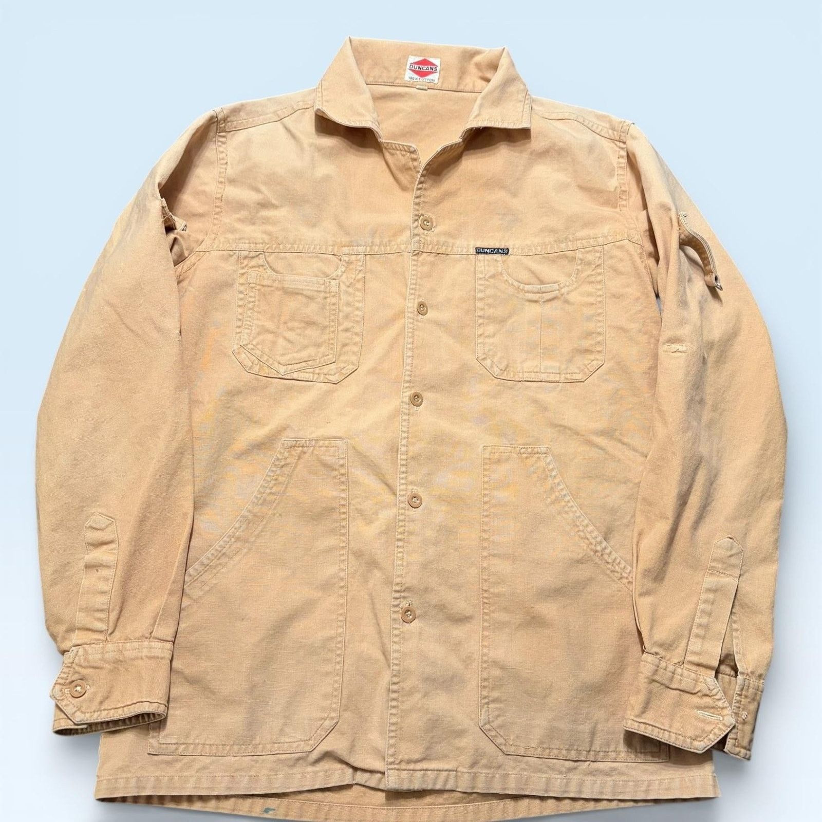 Vintage Duncans Jacket 50 Beige Cotton Canvas Workwear Chore Field Size US M / EU 48-50 / 2 - 1 Thumbnail