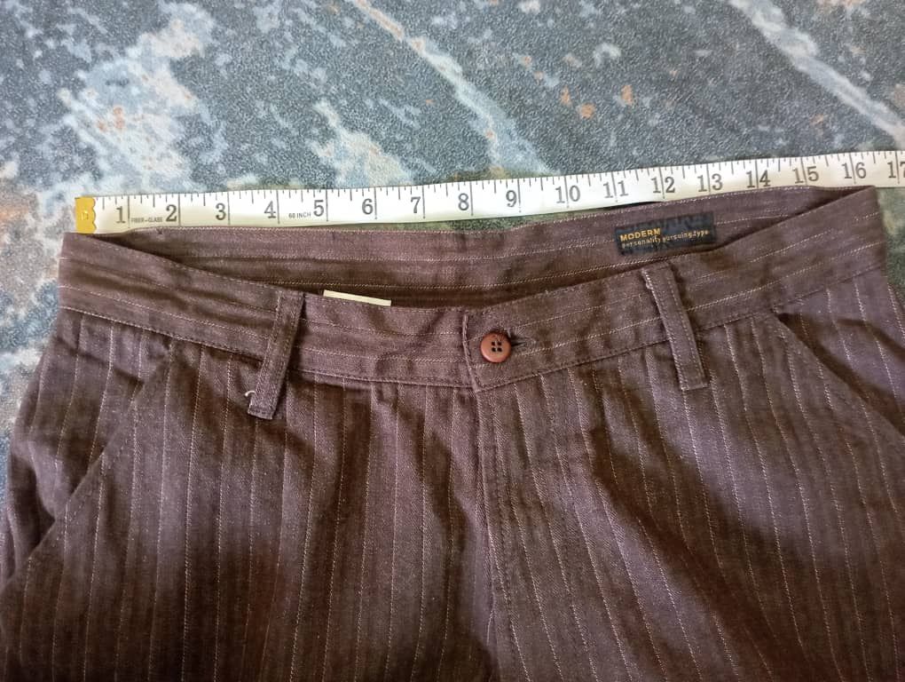Sugar Cane 2000s Japan Modern Brown Hickory Stripe Cargo Pants Size US 32 / EU 48 - 3 Thumbnail