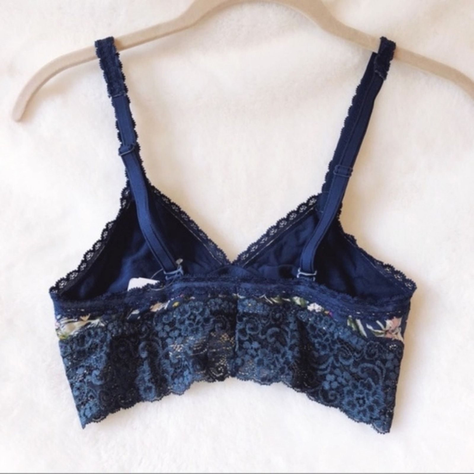 Other Soma Navy with Pattern Triangle Lace Bralette Size ONE SIZE - 6 Thumbnail