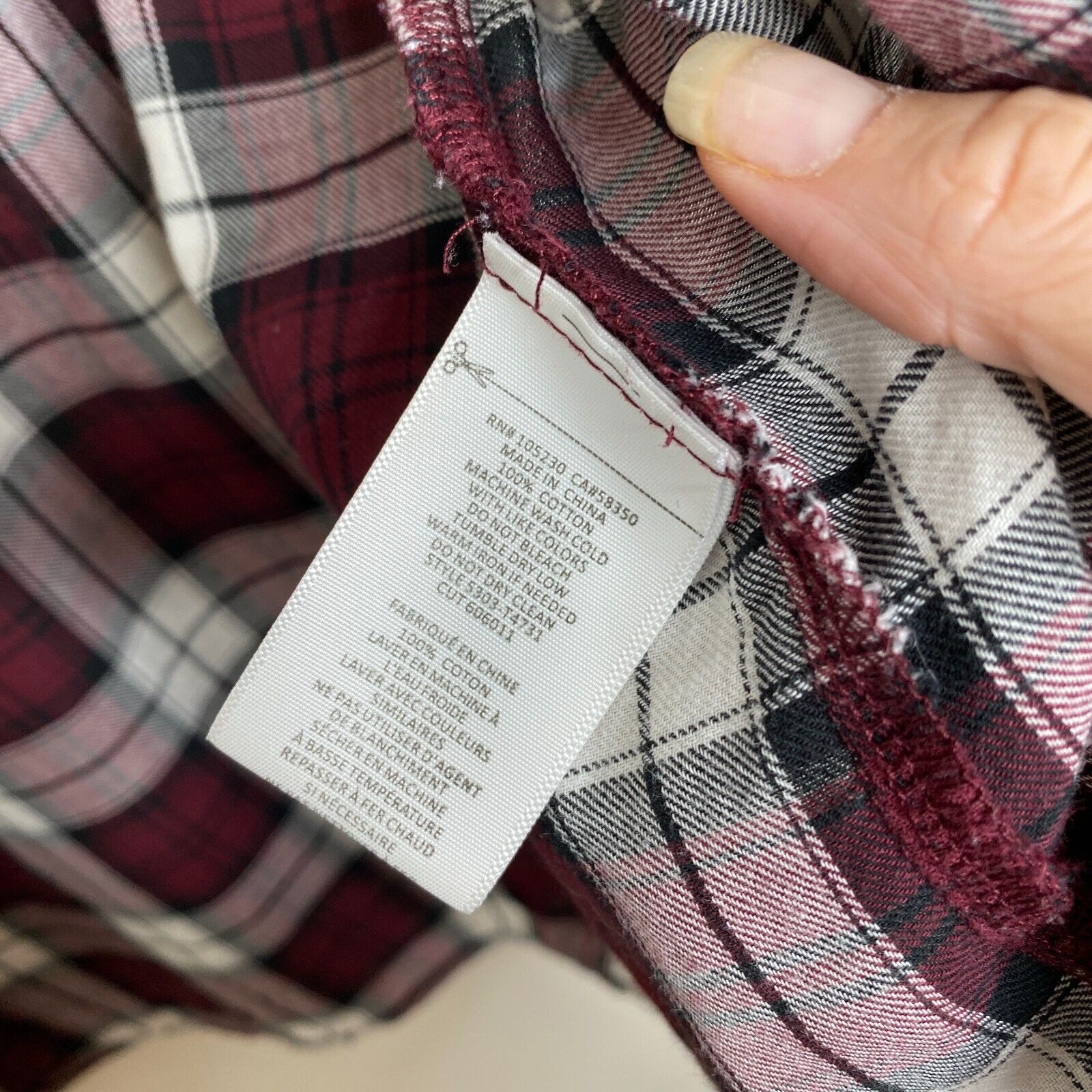 Joie Soft Joie Eggplant Plaid Pocket Roll Tab Shirt Button SM Size S / US 4 / IT 40 - 8 Thumbnail