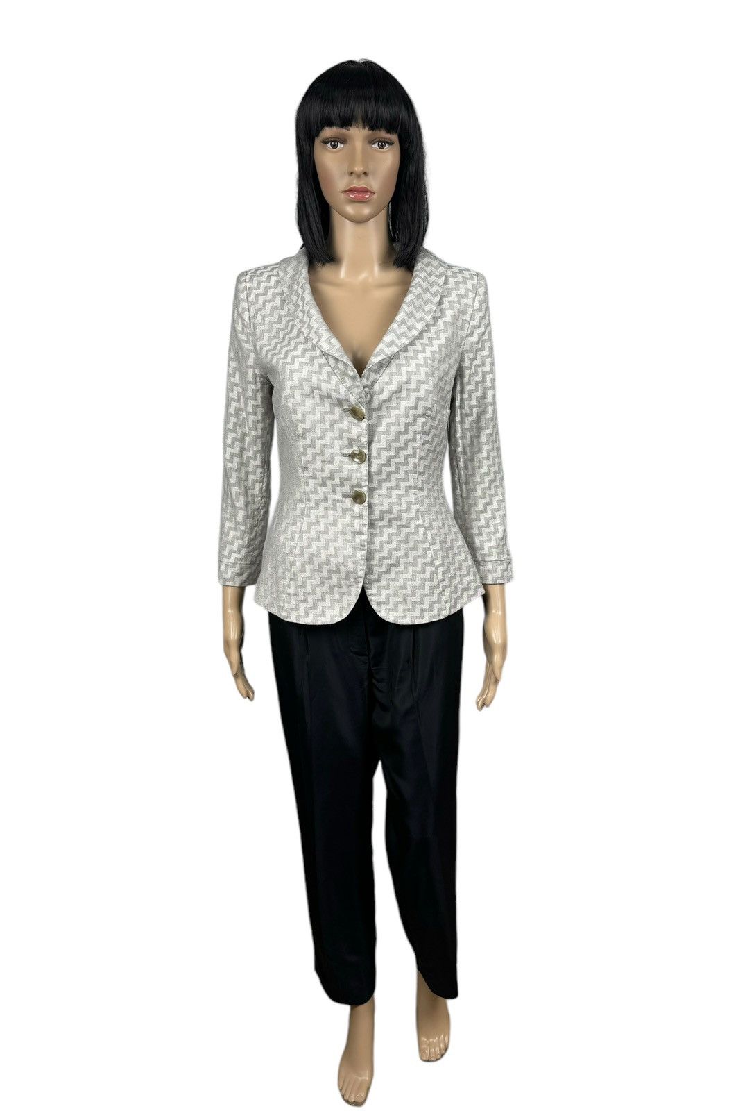 Giorgio Armani Giorgio Armani Silk-Wool Blazer Geometric Pattern size 46 Size L / US 10 / IT 46 - 2 Thumbnail