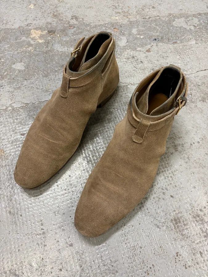 Saint Laurent Paris AW2013 Saint Laurent Jodhpur Beige Suede Leather Boots Size US 10 / EU 43 - 3 Thumbnail