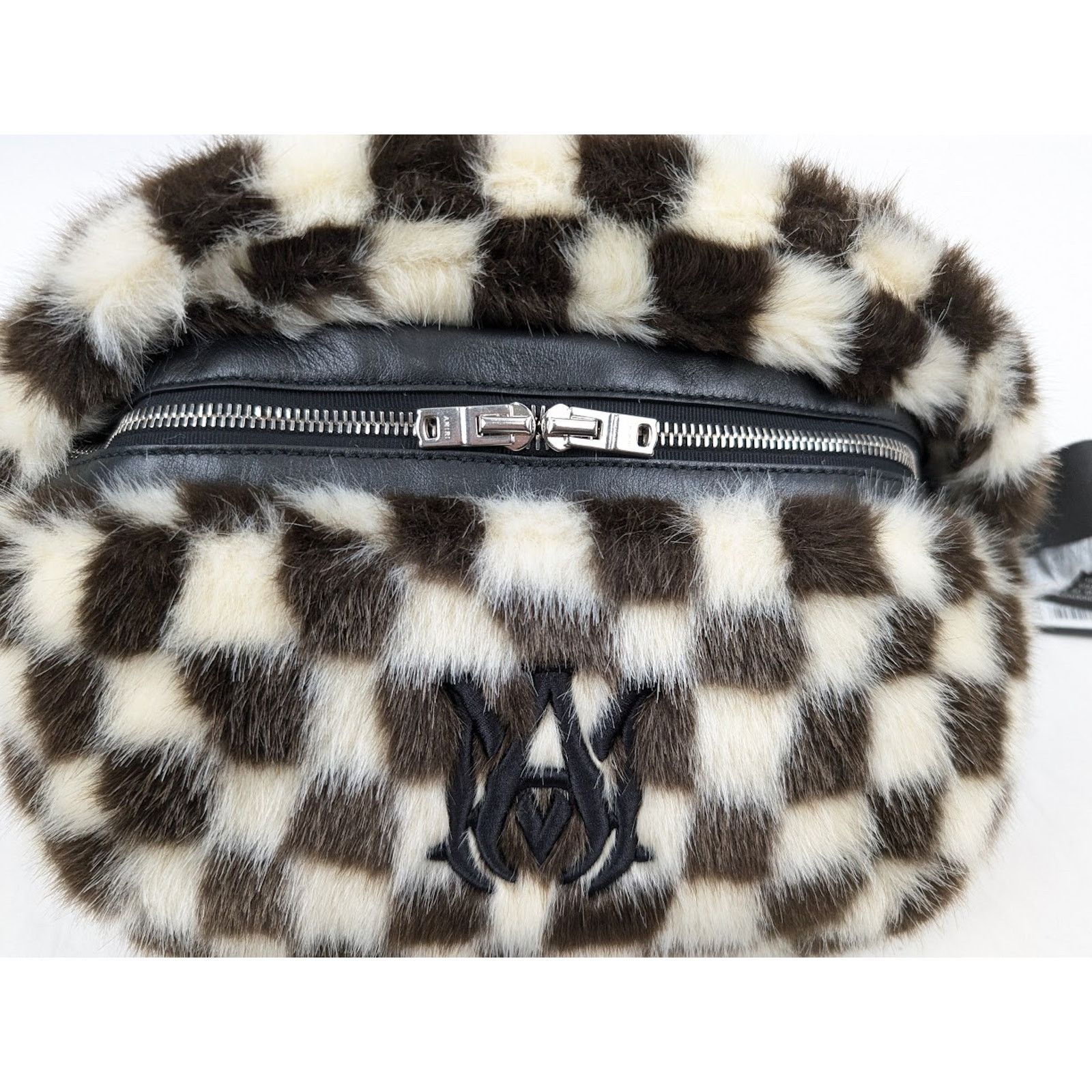 Amiri o1rshd1 DUP/ Size: OS/Faux Fur Checkered Bumbag Black/White Size ONE SIZE - 11 Thumbnail