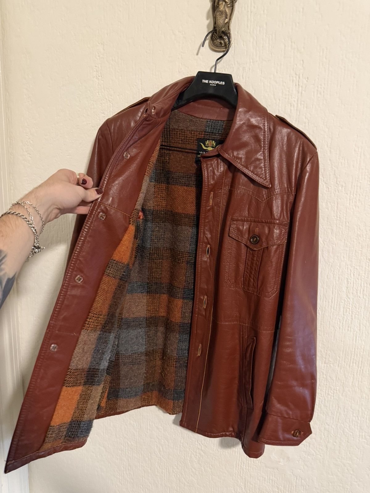 Vintage Vintage oxblood flannel lined leather jacket size M Size US M / EU 48-50 / 2 - 9 Thumbnail