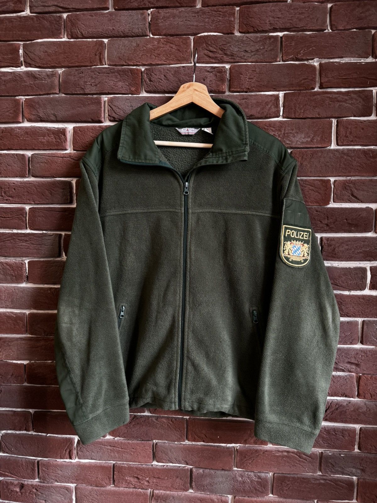 Vintage Avant Garde Polizei Knit Zip Up Sweater German Police Green Size US M / EU 48-50 / 2 - 1 Thumbnail