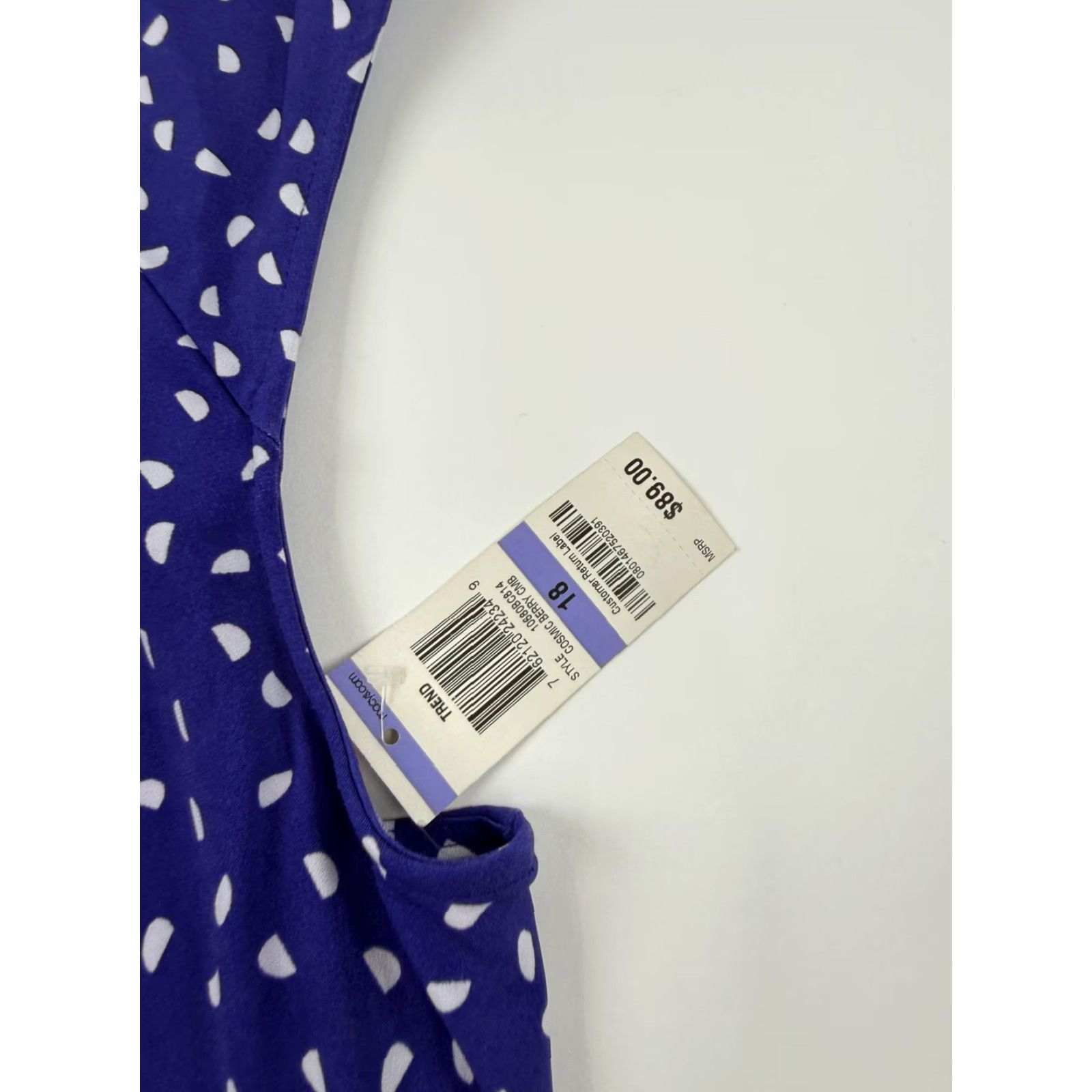 Charter Club Charter Club Dress Womens 18 Blue Cap Sleeve Polka Dot Sheath Knee Length Work Size XXL / US 16-18 / IT 52-54 - 3 Thumbnail