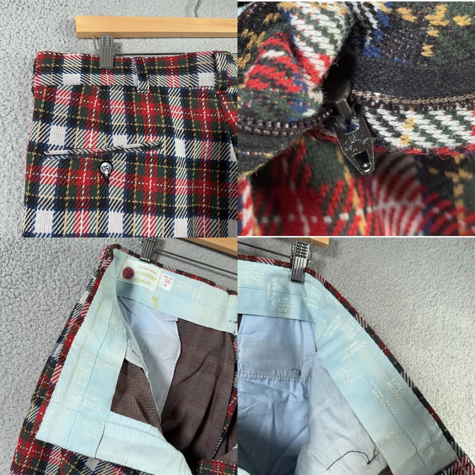 Sears VINTAGE Kings Road Pants 60s Mens 36 Red Tartan Plaid Perma Prest Flared Sears Size US 36 / EU 52 - 8 Thumbnail