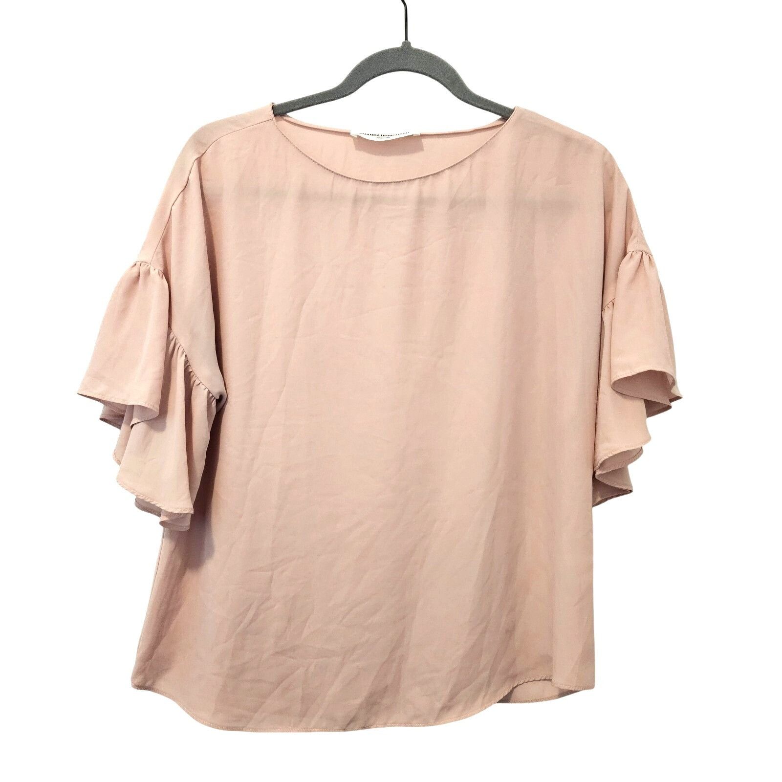 Amanda Uprichard Amanda Uprichard Blush Pink Blouse Ruffle Short Sleeve Top S Size S / US 4 / IT 40 - 1 Thumbnail