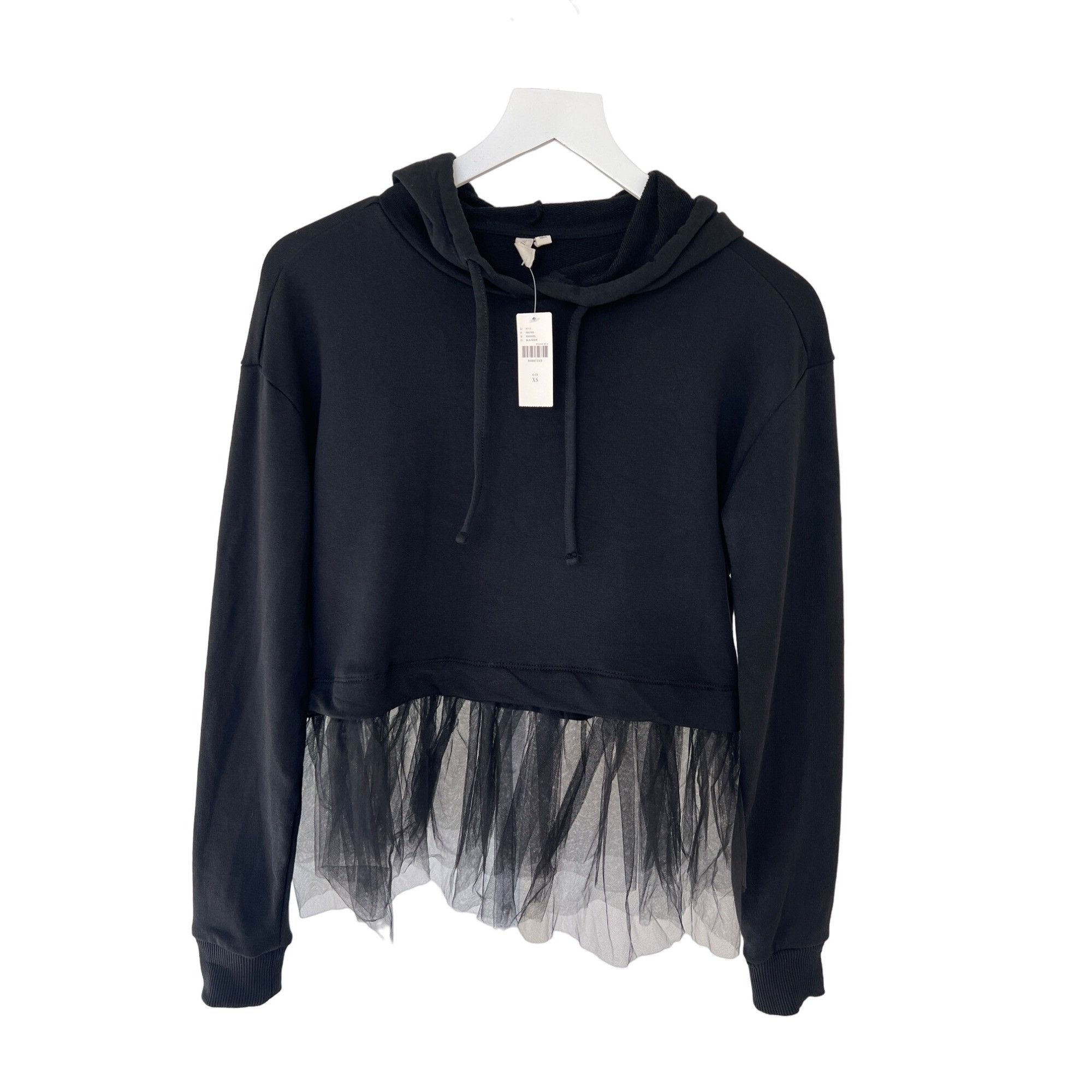Anthropologie Pilcro Tulle-Hem Black Hoodie Size XS / US 0-2 / IT 36-38 - 4 Thumbnail