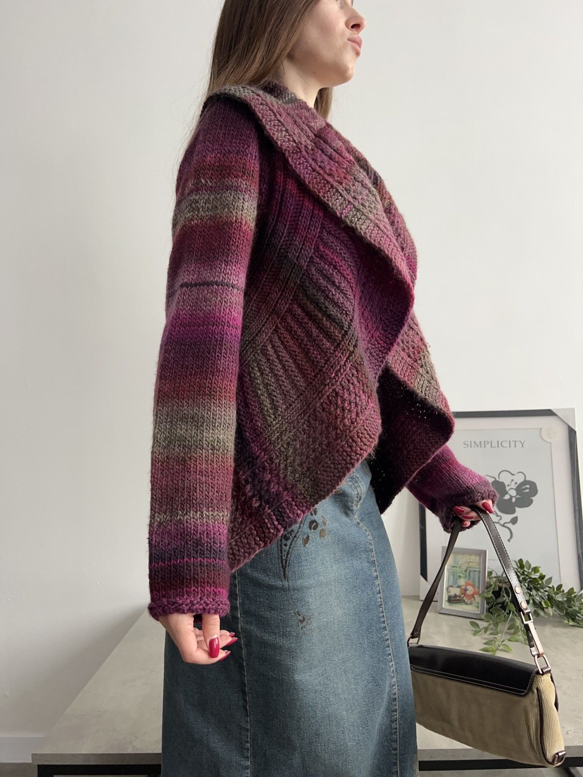 Vintage Beautiful Knit Wool Cardigan Y2K Vintage Size M / US 6-8 / IT 42-44 - 2 Thumbnail