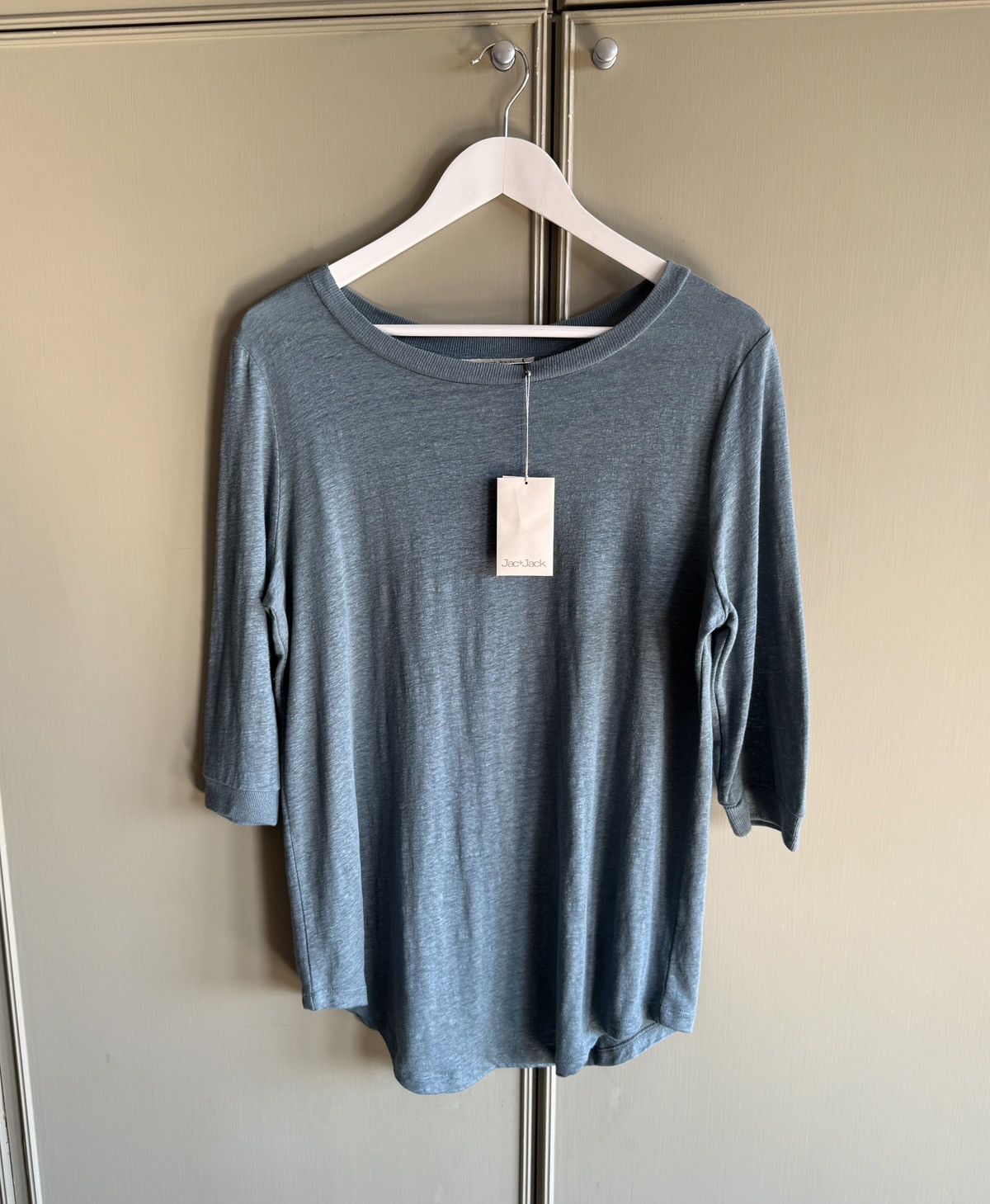 Jac + Jack Curved Hem Woven Linen Tee - NWT Size L / US 10 / IT 46 - 3 Thumbnail