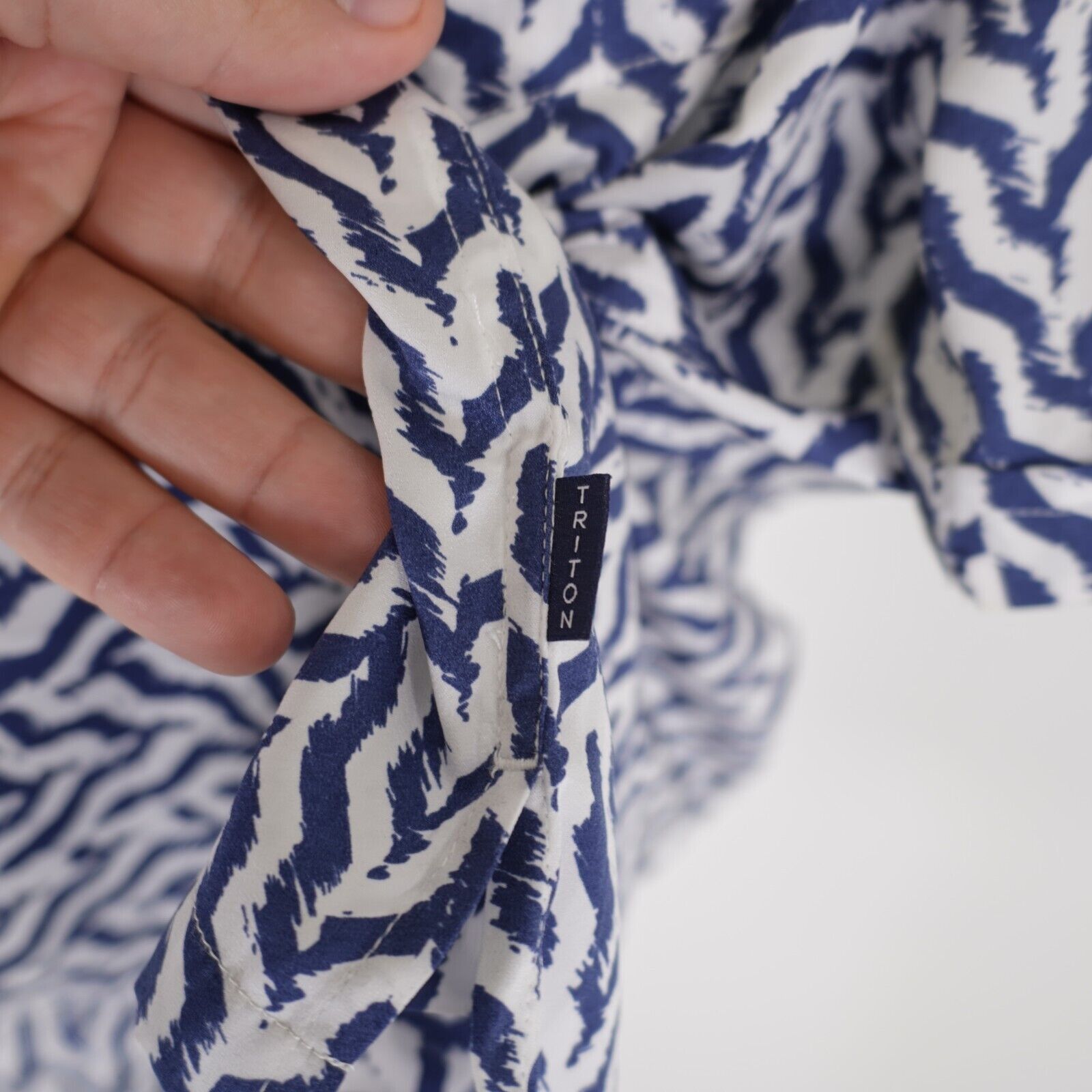 Designer Triton Blue White Zebra Striped Large Stretchy Polyester Dre Size US L / EU 52-54 / 3 - 4 Thumbnail
