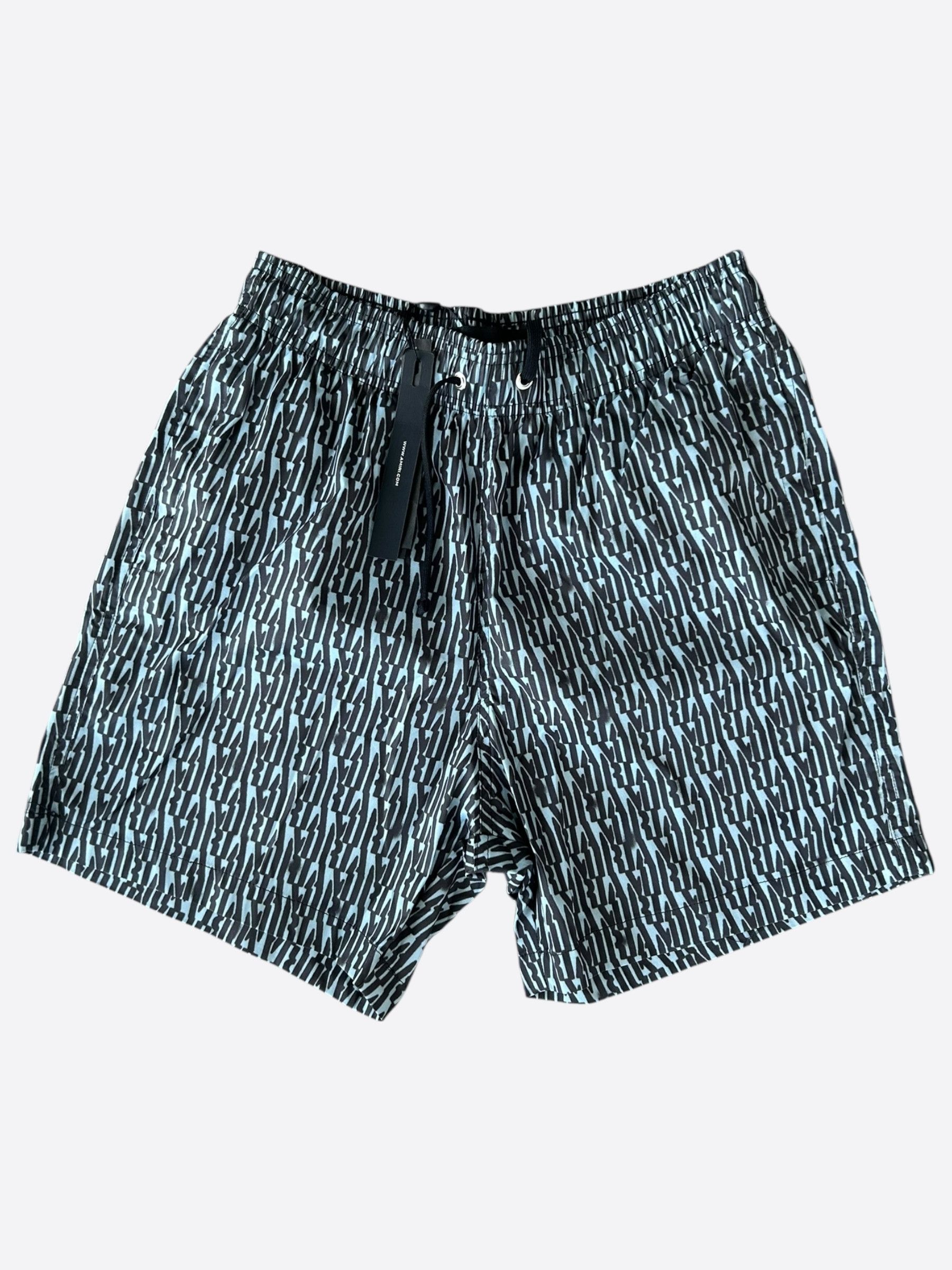 Amiri Amiri Blue & Black Repeat Logo Swimshorts Size US 32 / EU 48 - 1 Thumbnail