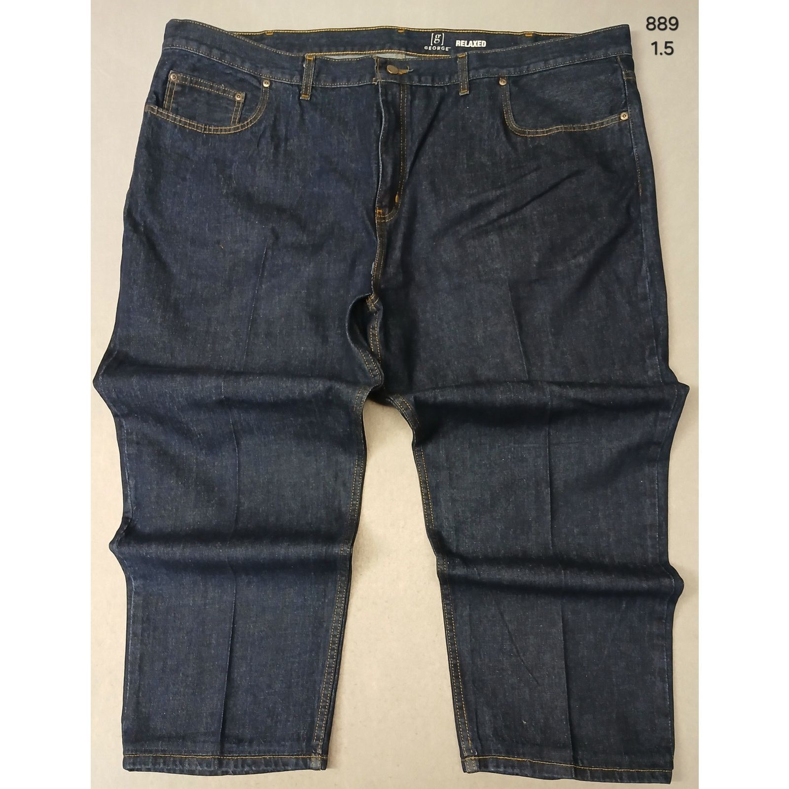 George George (50x30) Men's Straight Leg Relaxed Blue Denim Jeans Size US 34 / EU 50 - 1 Thumbnail