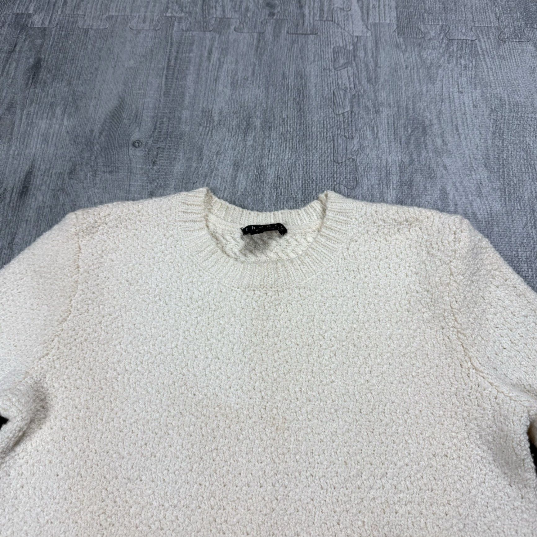 Theory THEORY Merino Wool Sweater Ivory Fringe Long Sleeve Pullover Womens Small Regular Designer Size S / US 4 / IT 40 - 2 Thumbnail