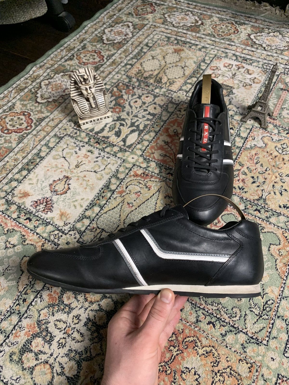 Prada Prada Snickers Auth Black Leather Luxury Size US 9.5 / EU 42-43 - 7 Thumbnail