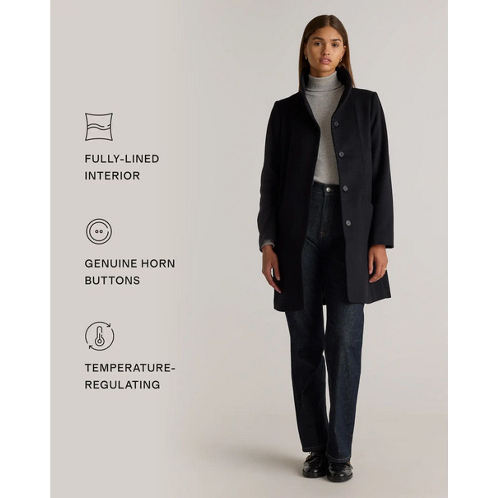 Quince Quince Wool Cocoon Coat Black Size XL NWT Size XL / US 12-14 / IT 48-50 - 3 Thumbnail