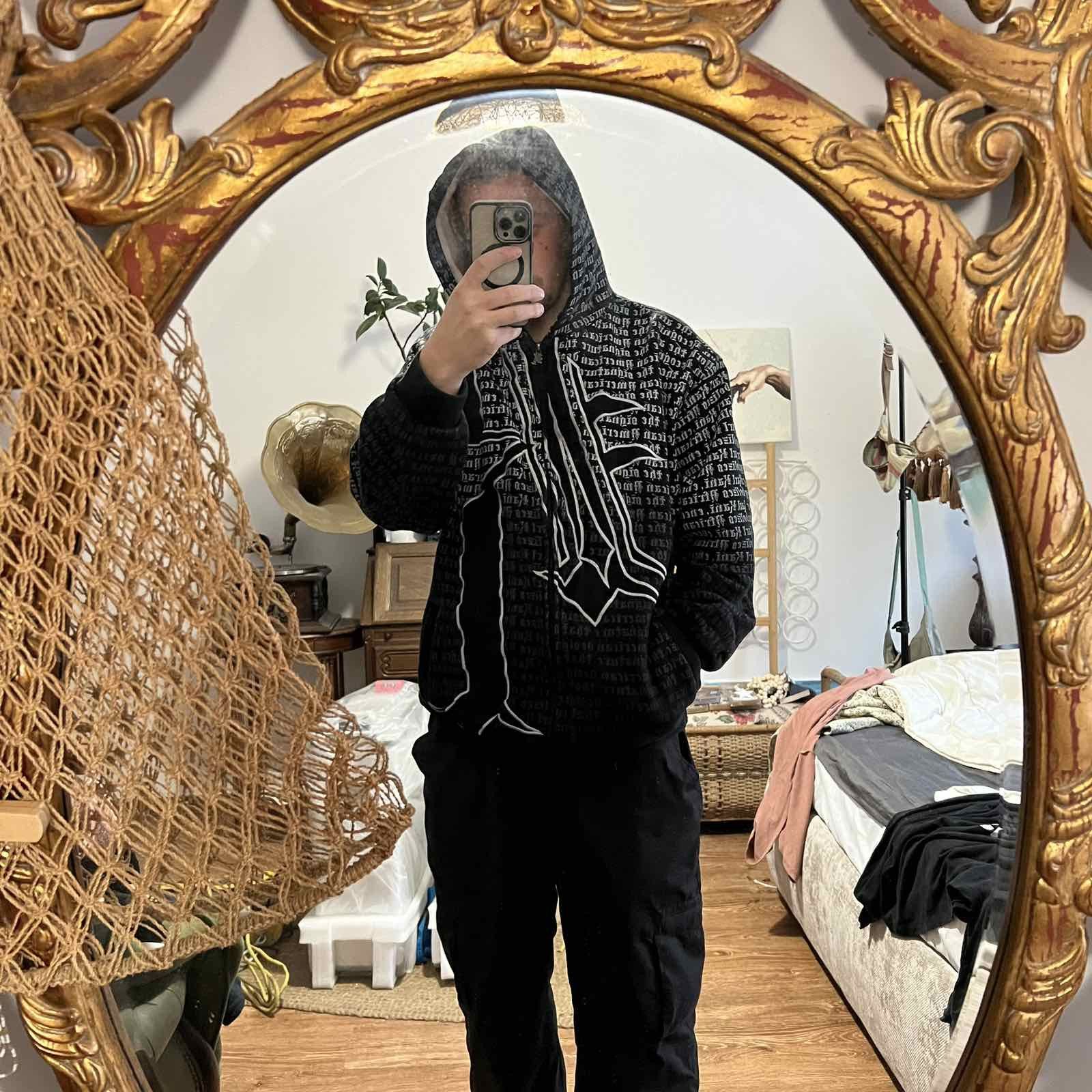 Karl Kani × Vintage Vintage Karl Kani Black Zip Hoodie Monogram Sz XL Size US XL / EU 56 / 4 - 5 Thumbnail