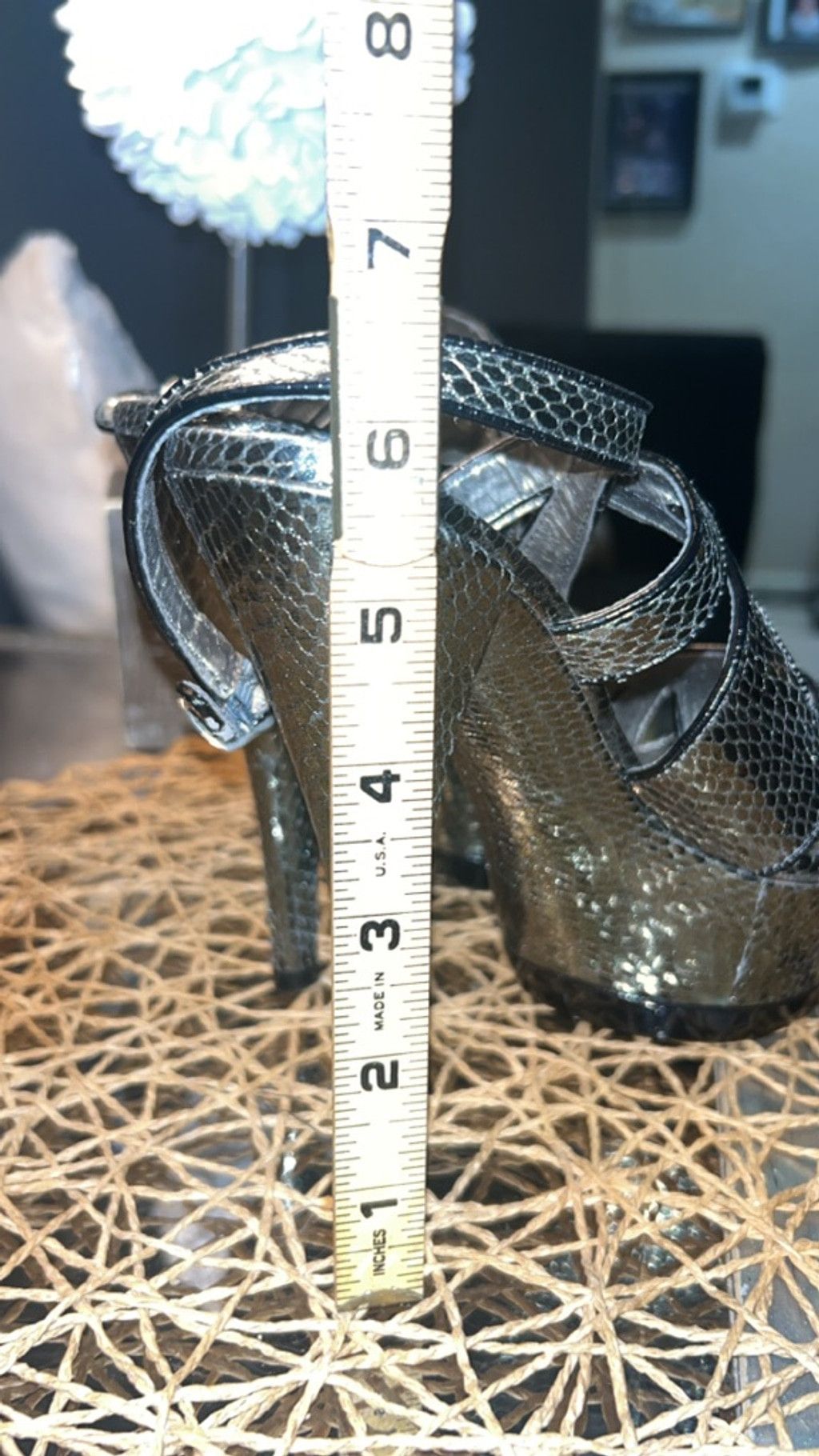 The Unbranded Brand Women's Gold & Black Snake Print Platform Heels Size 7.5 Size US 7.5 / IT 37.5 - 4 Thumbnail