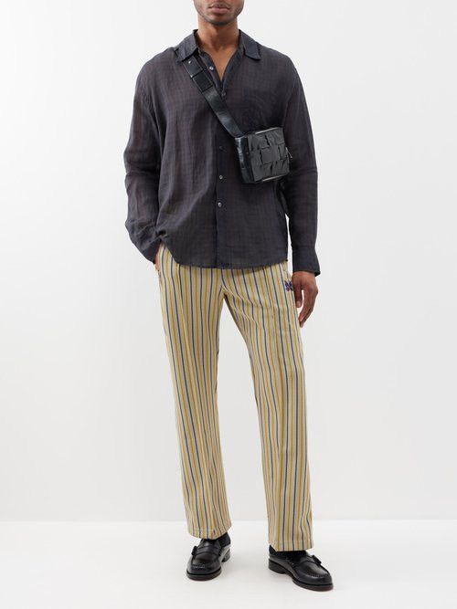 image of ds! Ds23 Needles Butterfly Logo Yellow Stripe Track Pants, Men's (Size 32)
