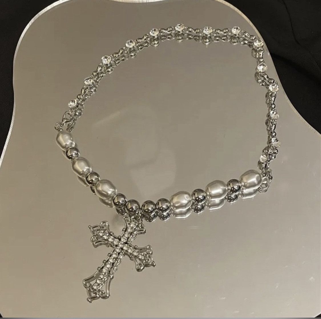 Jewelry x Vintage Cross Goth Necklace Chain in Silver, Men's