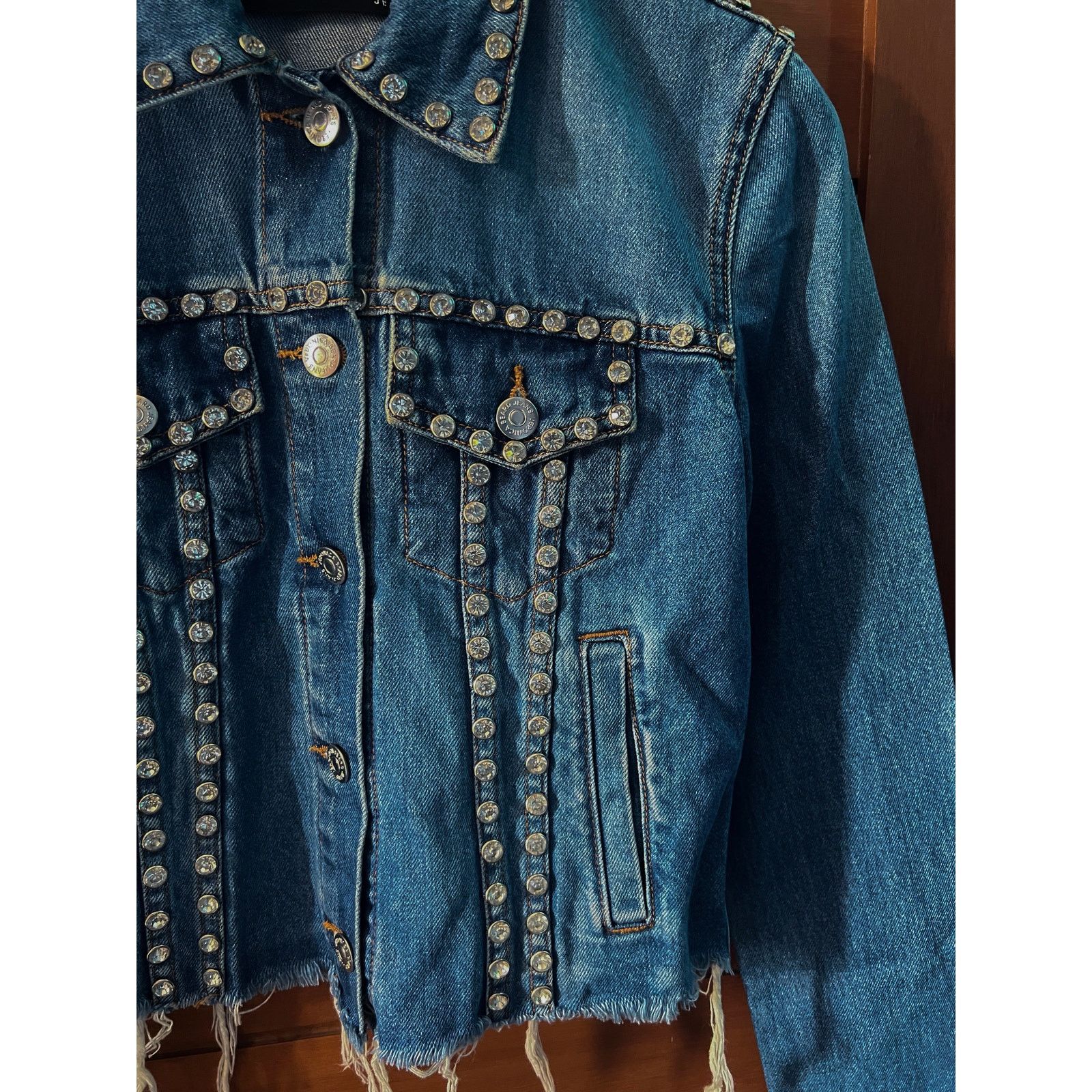 Veronica Beard ❣️RTP $500❣️ Veronica Beard Denim Rhinestones Jeans Jacket Size XS / US 0-2 / IT 36-38 - 8 Thumbnail
