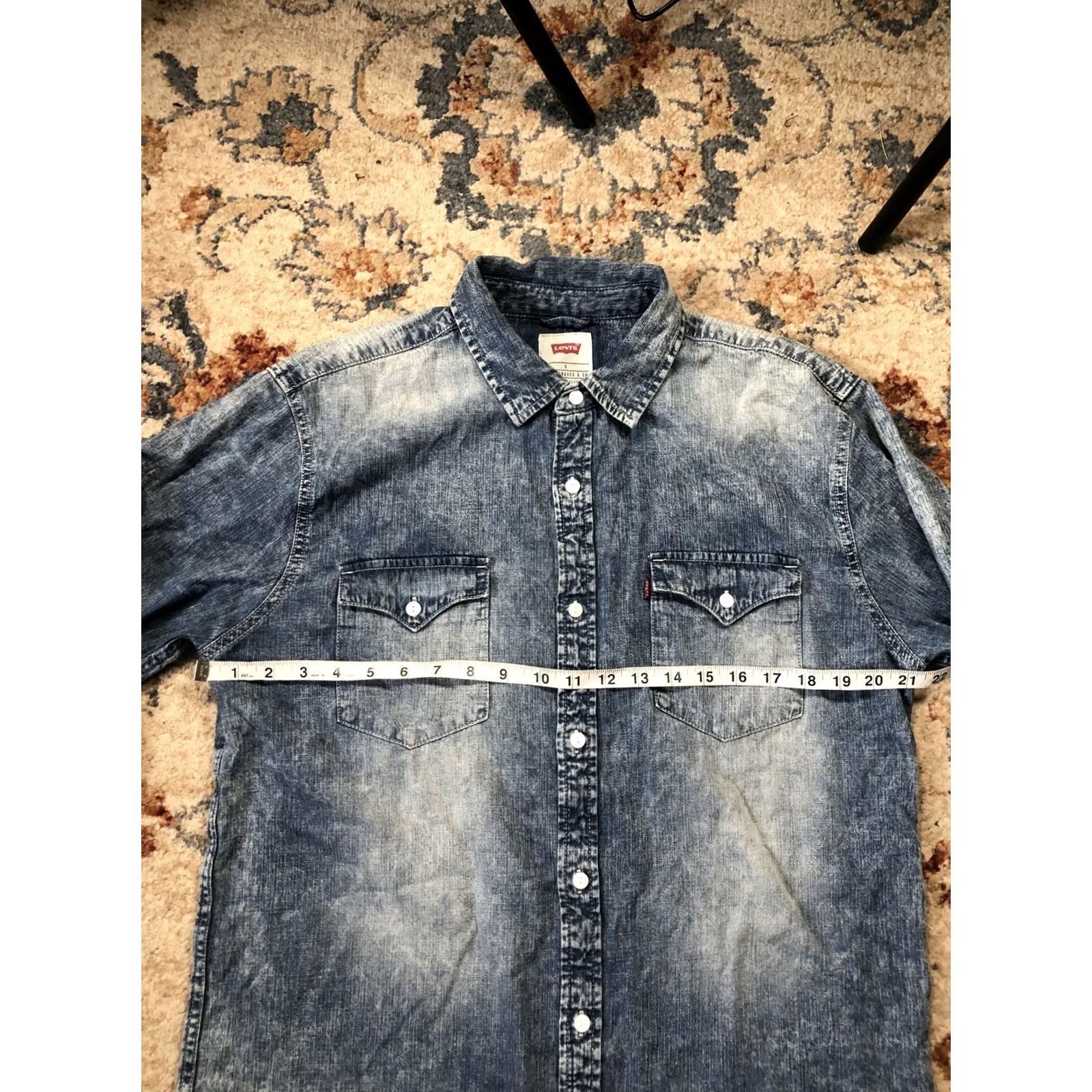 Levi's Levi's Shirt Mens Large Blue Acid Wash Denim Western Button-Down Cowboy Size US L / EU 52-54 / 3 - 6 Thumbnail