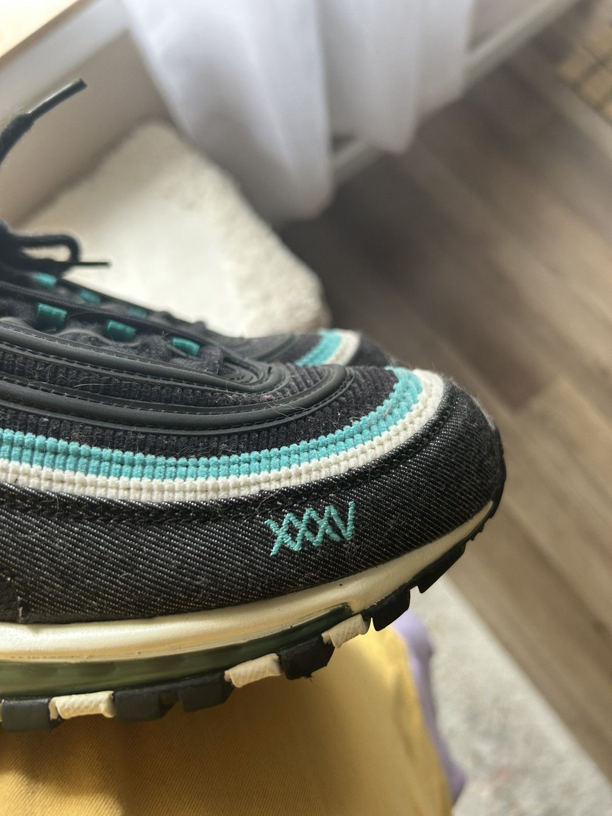 Nike Nike Air Max 97 Black Turquoise Size US 11.5 / EU 44-45 - 4 Thumbnail