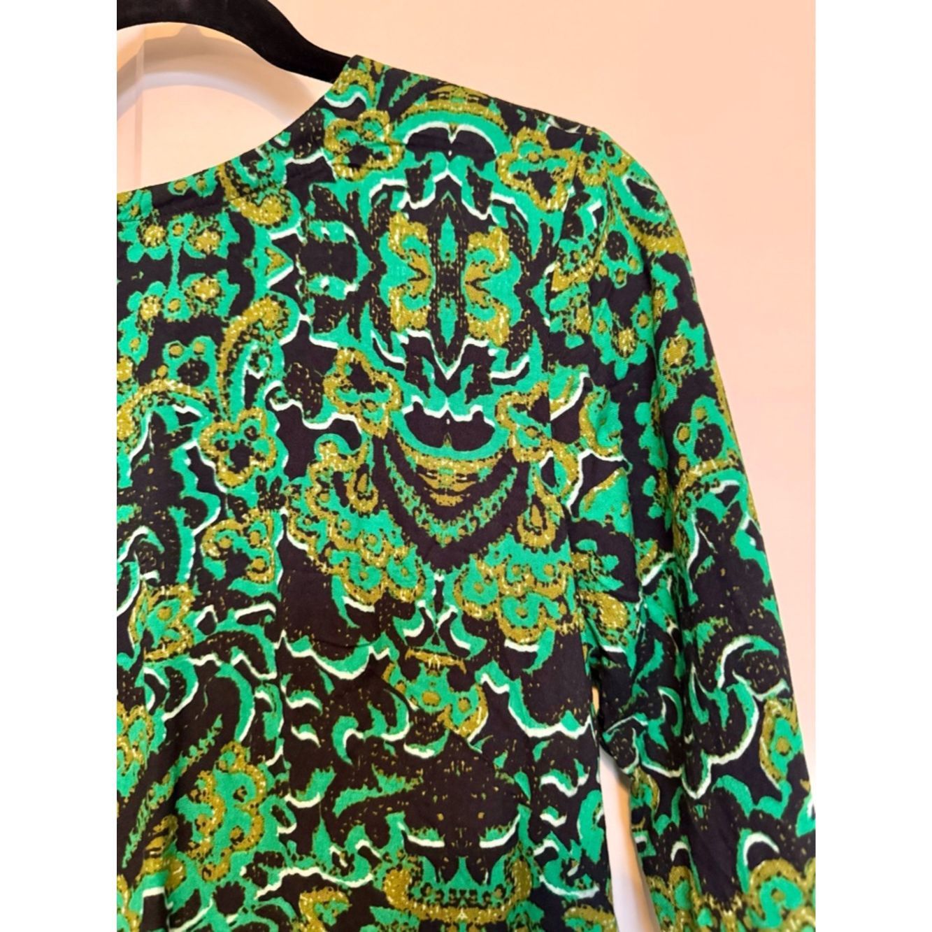 H&M H&M Green Patterned Long Sleeve Women's Dress Size M / US 6-8 / IT 42-44 - 2 Thumbnail
