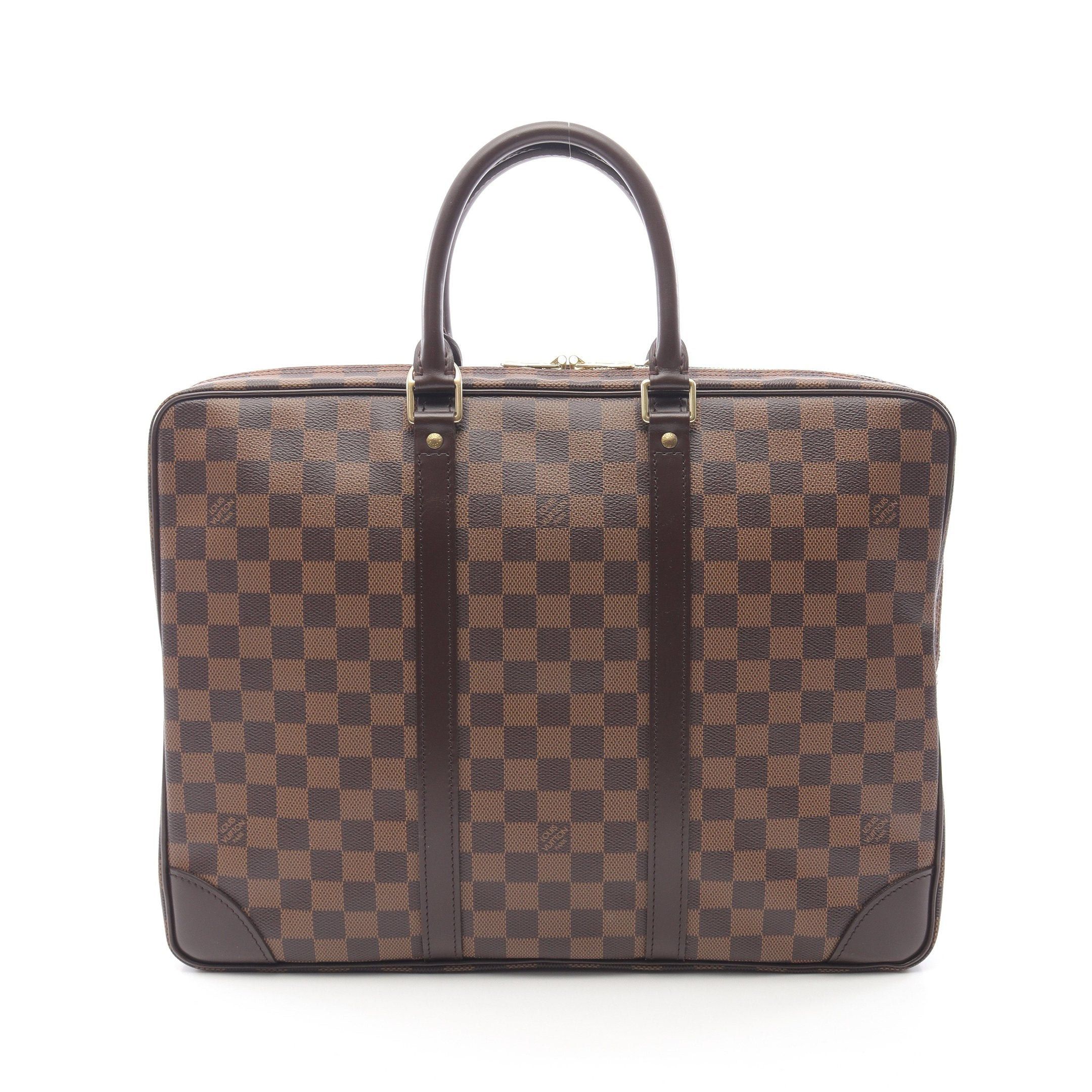 Louis Vuitton Louis Vuitton Porte Document Voyage Damier Ebene Business Bag Briefcase Leather Brown Size ONE SIZE - 1 Thumbnail
