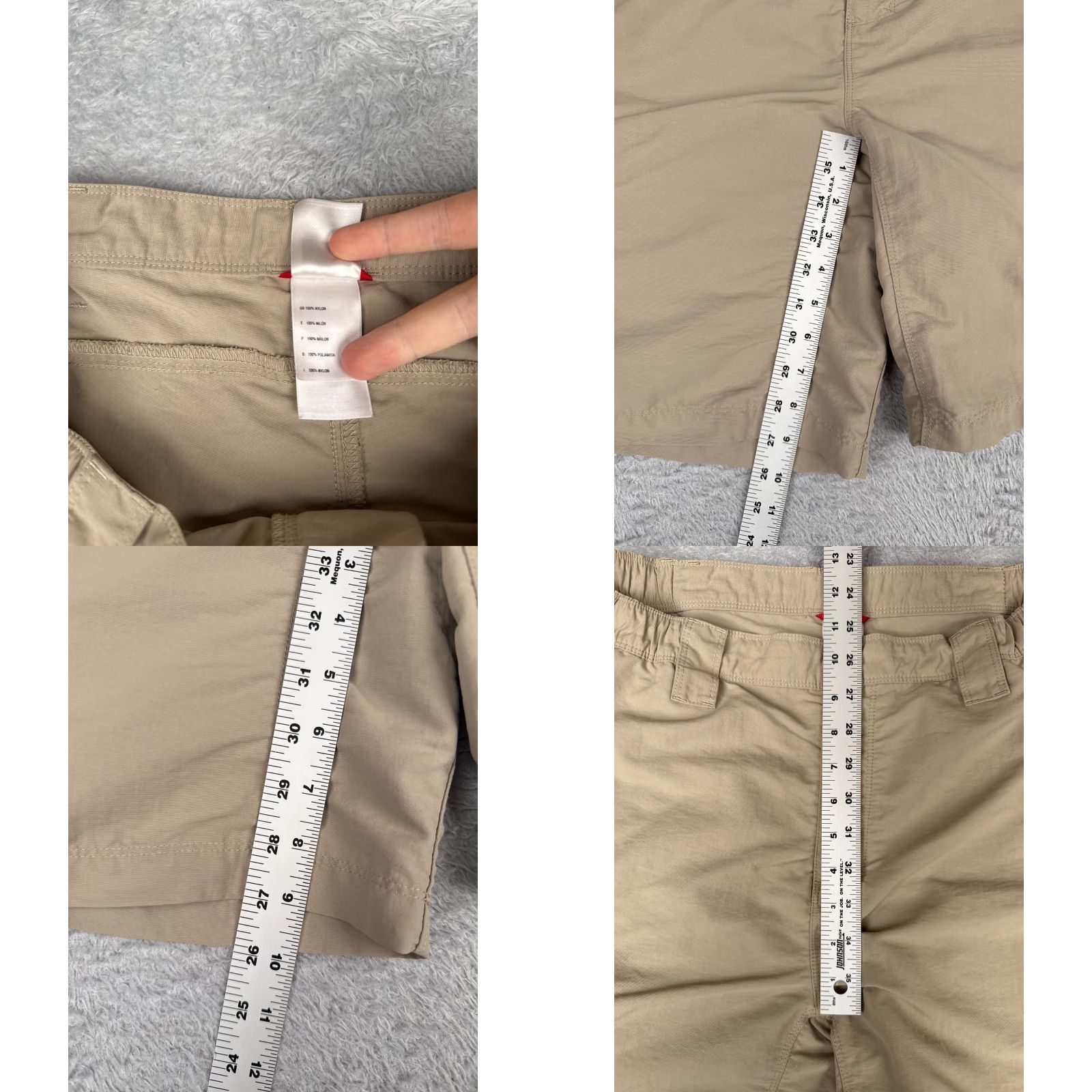 The North Face The North Face Shorts Men Large Beige Cargo 100% Nylon Hiking Hike Camping 36x9 Regular Cargo Pocket Drawstring Size US 33 - 8 Thumbnail