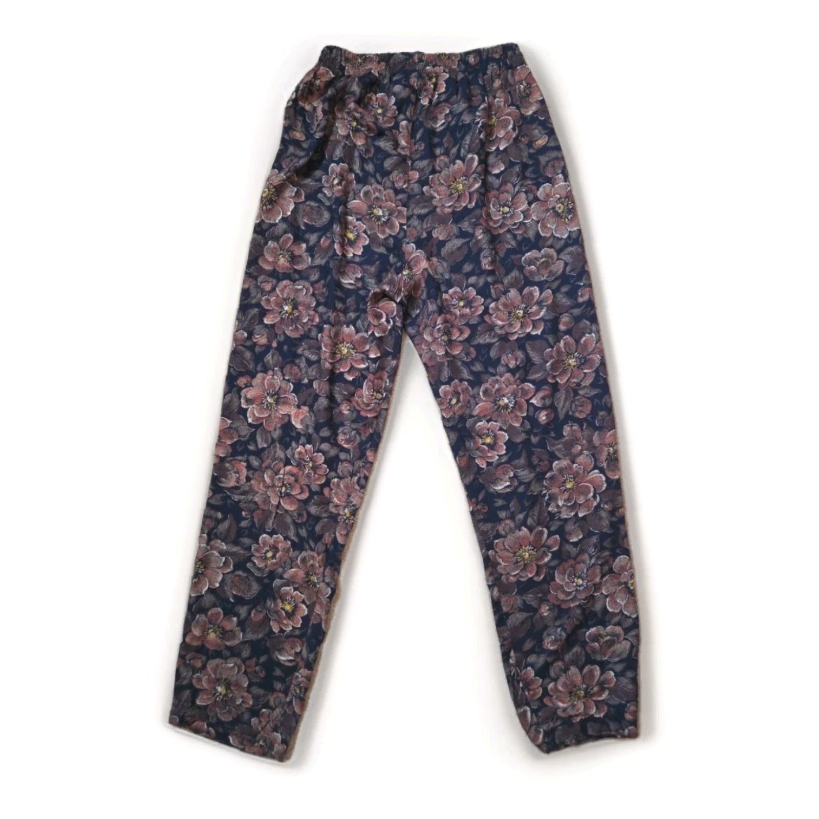 Vintage VINTAGE Women Pants Floral High Rise Pleated Rayon Navy Blue Green 80s 90s Bohemian Dress Pants Regular Womens Size 32" / US 10 / IT 46 - 3 Thumbnail