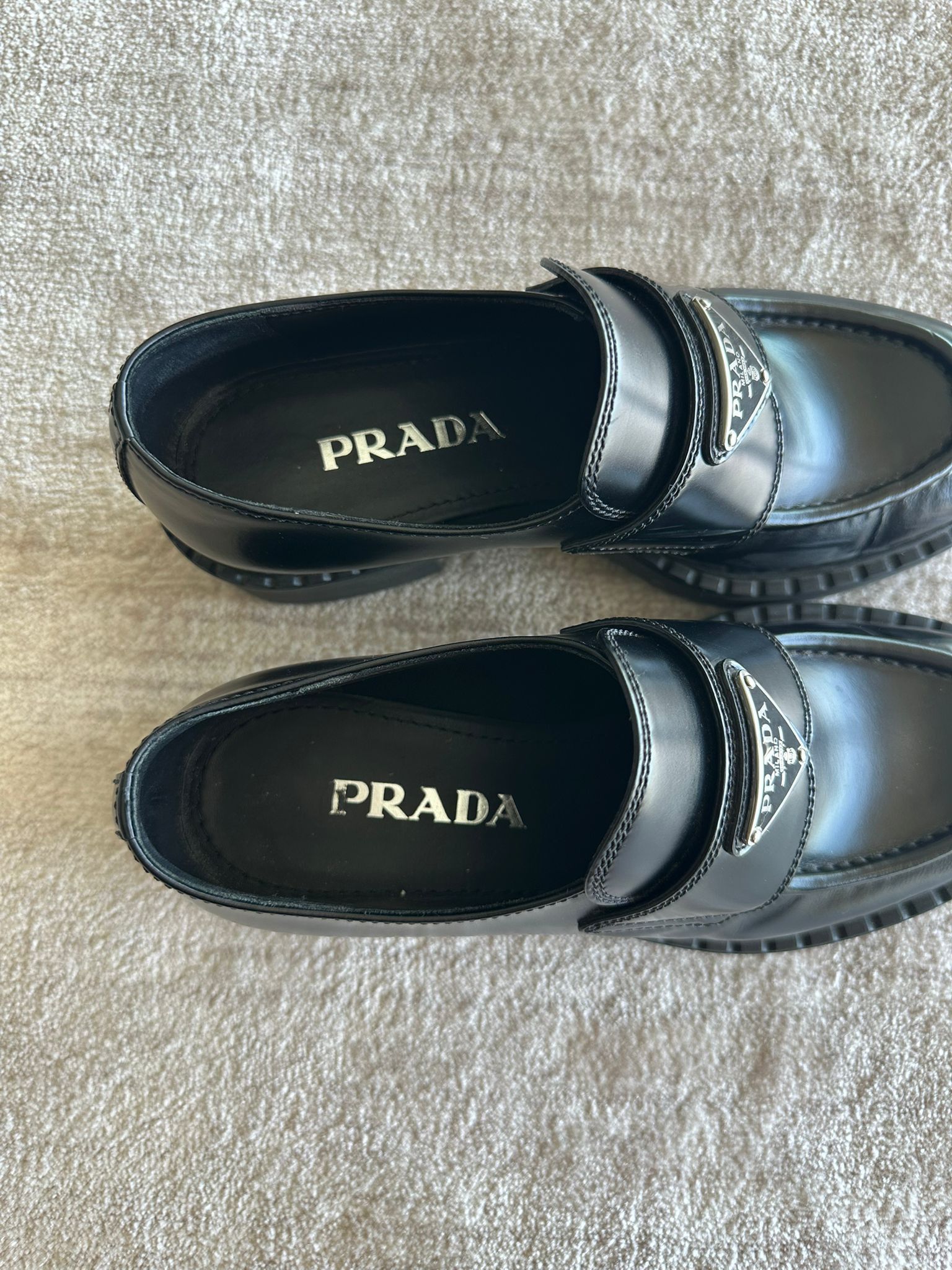 Prada (RRP $1200) Prada Brushed Leather Loafers Size US 7 / IT 37 - 7 Thumbnail