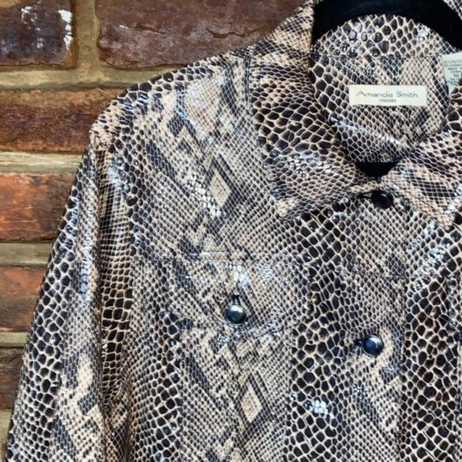 Other Amanda Smith Faux Snakeskin Button Down Jacket 10 Size L / US 10 / IT 46 - 2 Thumbnail