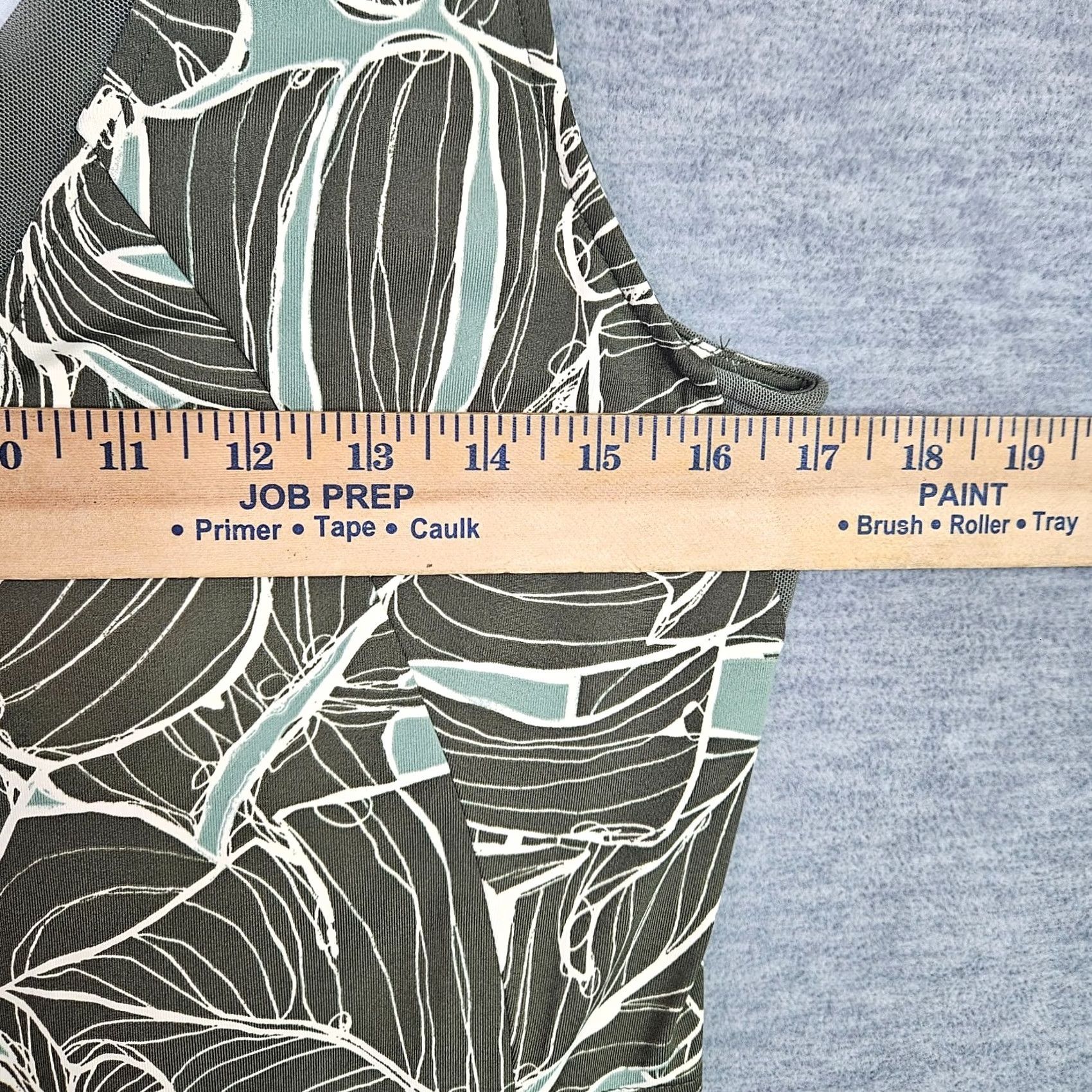 Vintage Title Nine Women’s Medium Olive Green Leaf Print Sleeveless V Neck Dress Size M / US 6-8 / IT 42-44 - 3 Thumbnail