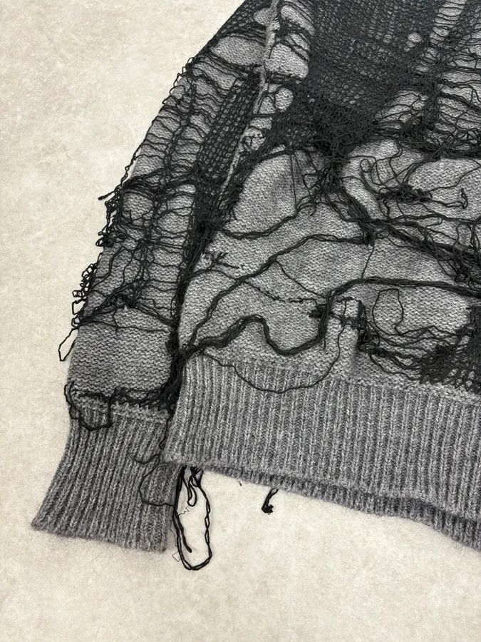 Diesel 2000s Diesel Spiderweb Destroyed Grey Wool Sweater Size US S / EU 44-46 / 1 - 7 Thumbnail